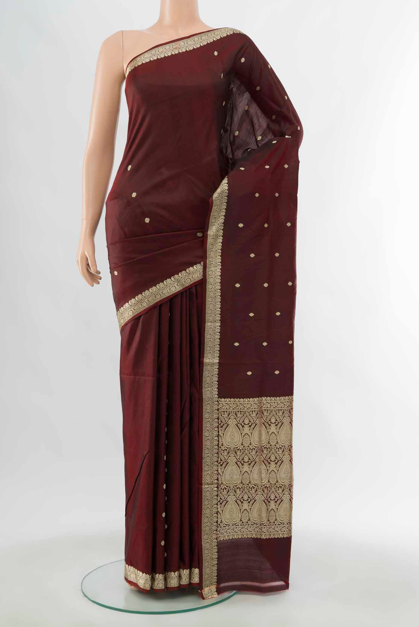 Maroon Banarasi Katan Silk Saree