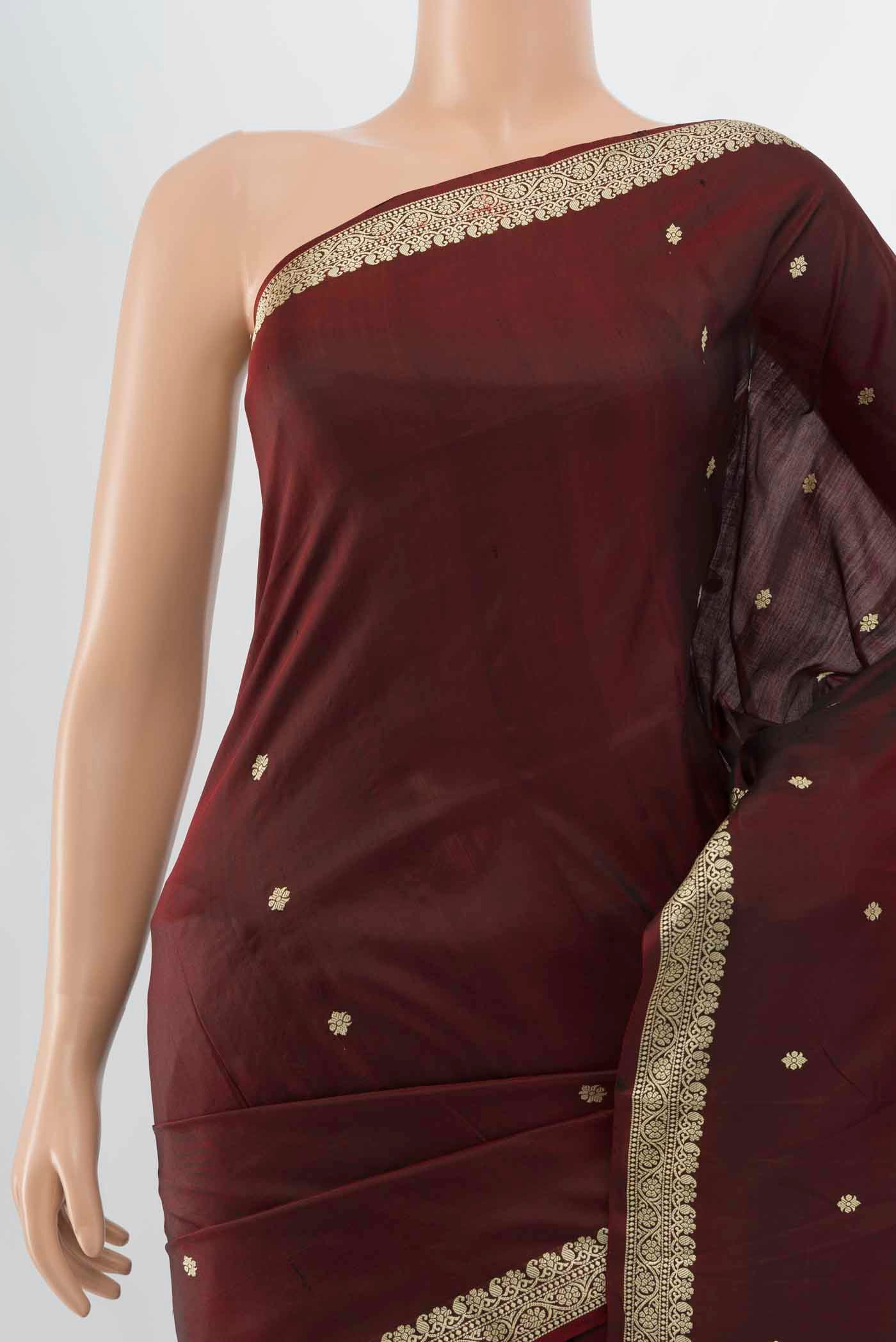 Maroon Banarasi Katan Silk Saree - Image 2