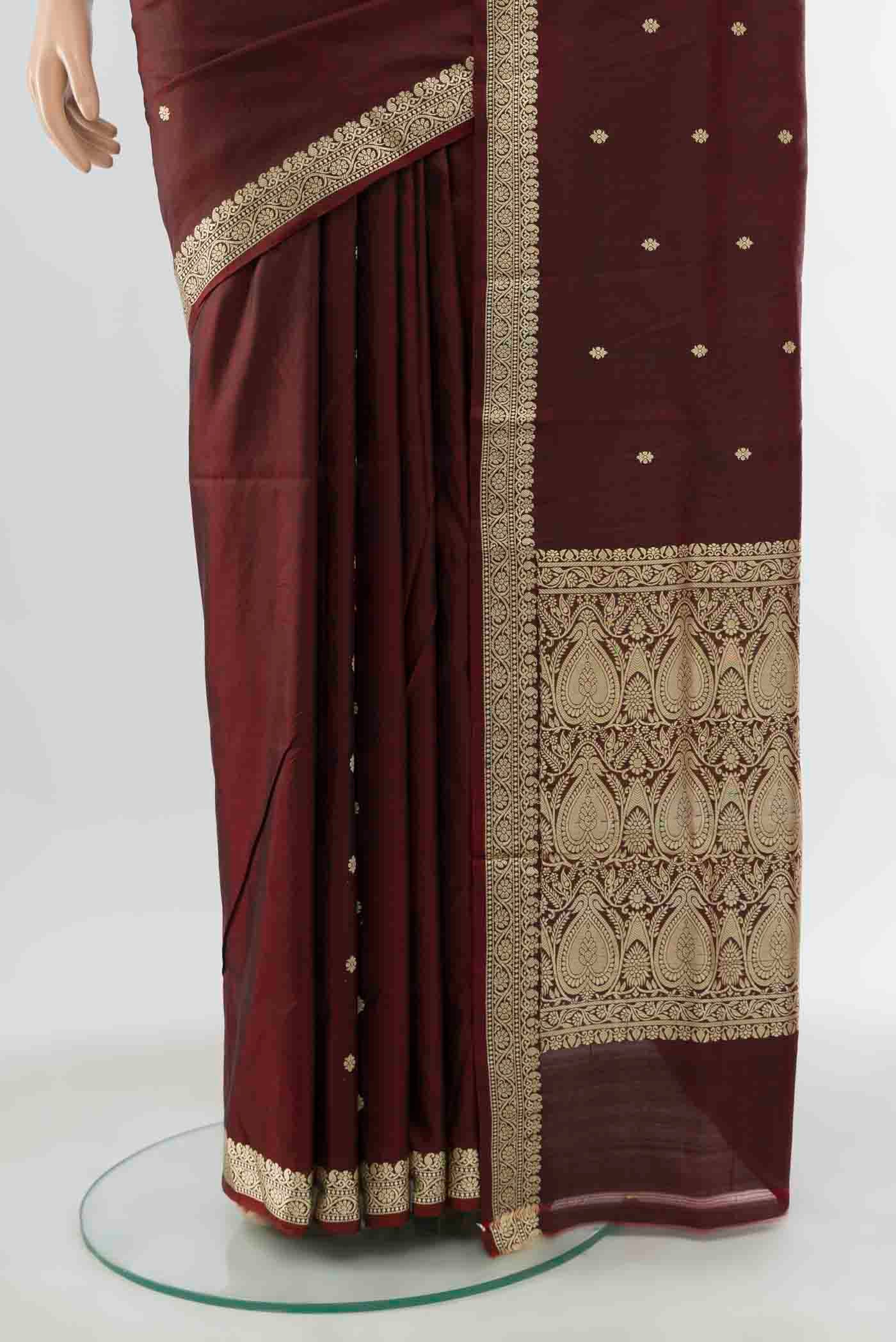 Maroon Banarasi Katan Silk Saree - Image 3