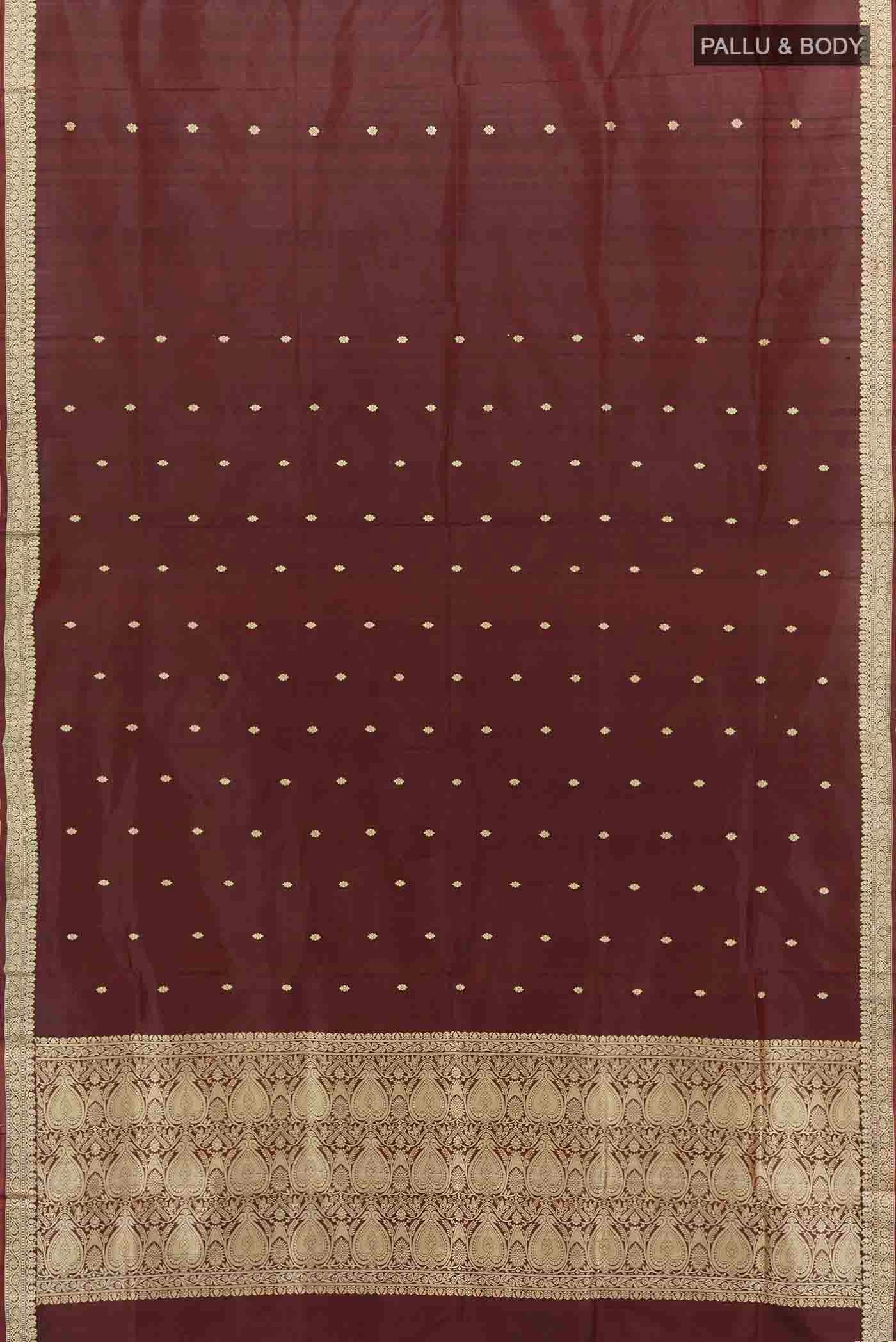 Maroon Banarasi Katan Silk Saree - Image 5