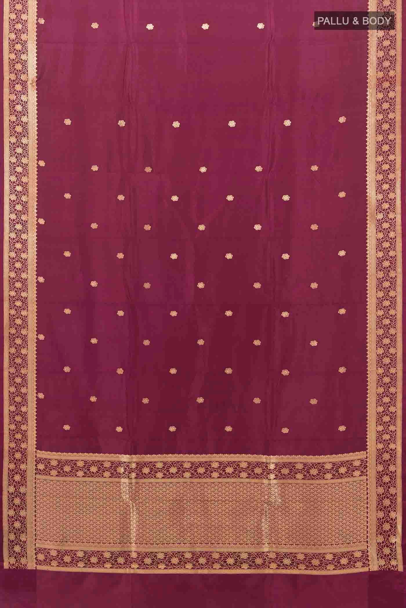 Maroon Banarasi Katan Silk Saree - Image 5