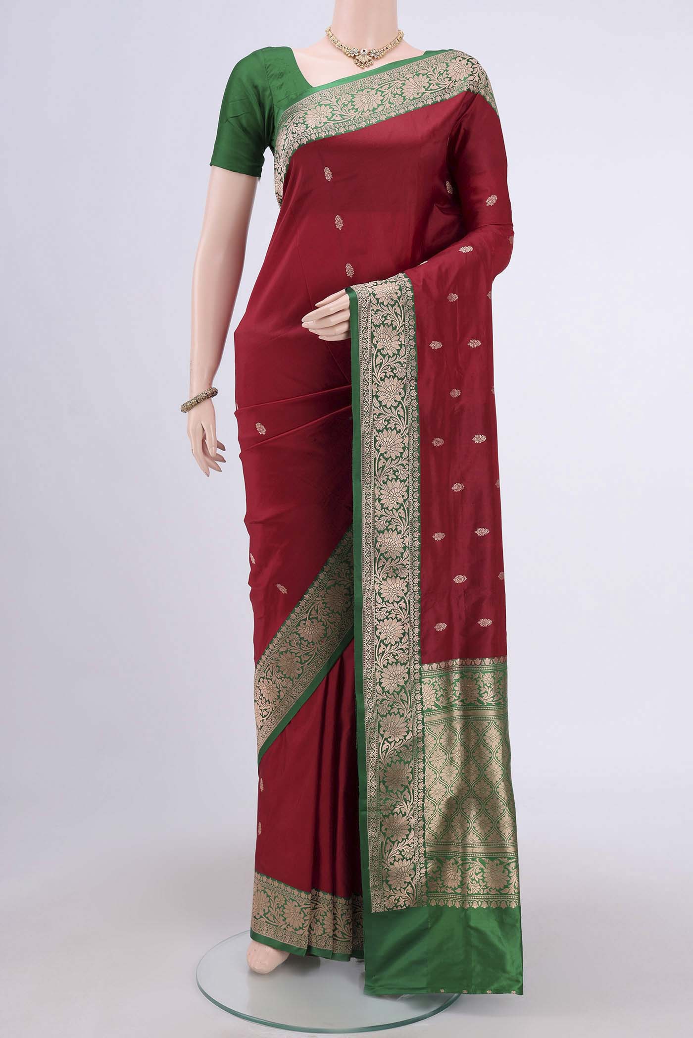 Maroon Banarasi Katan Silk Saree