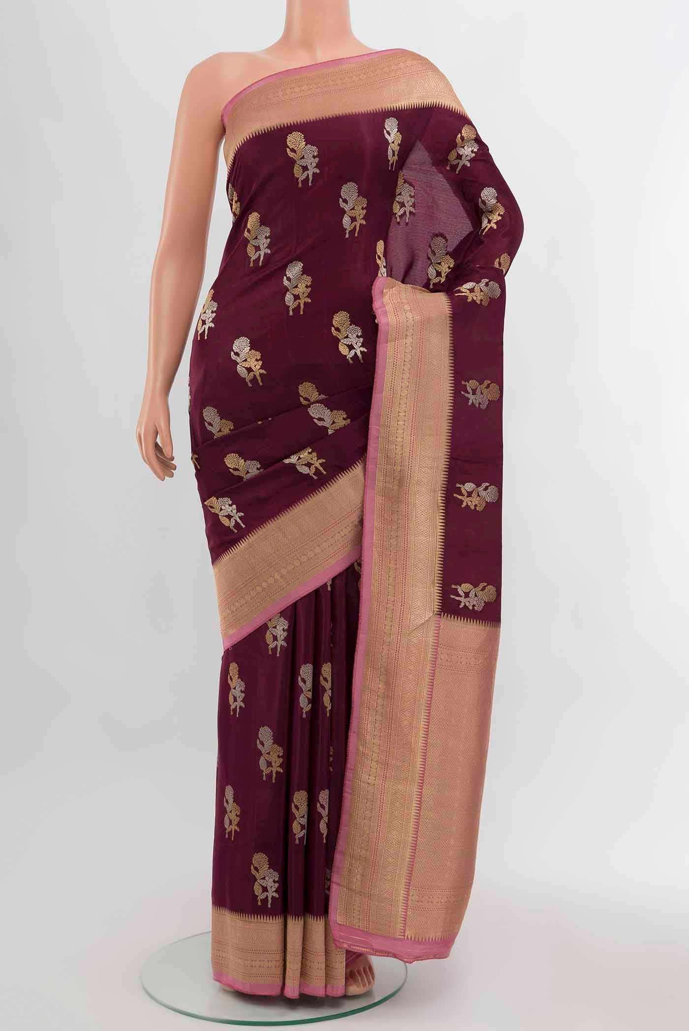 Maroon Banarasi Raw Silk Saree