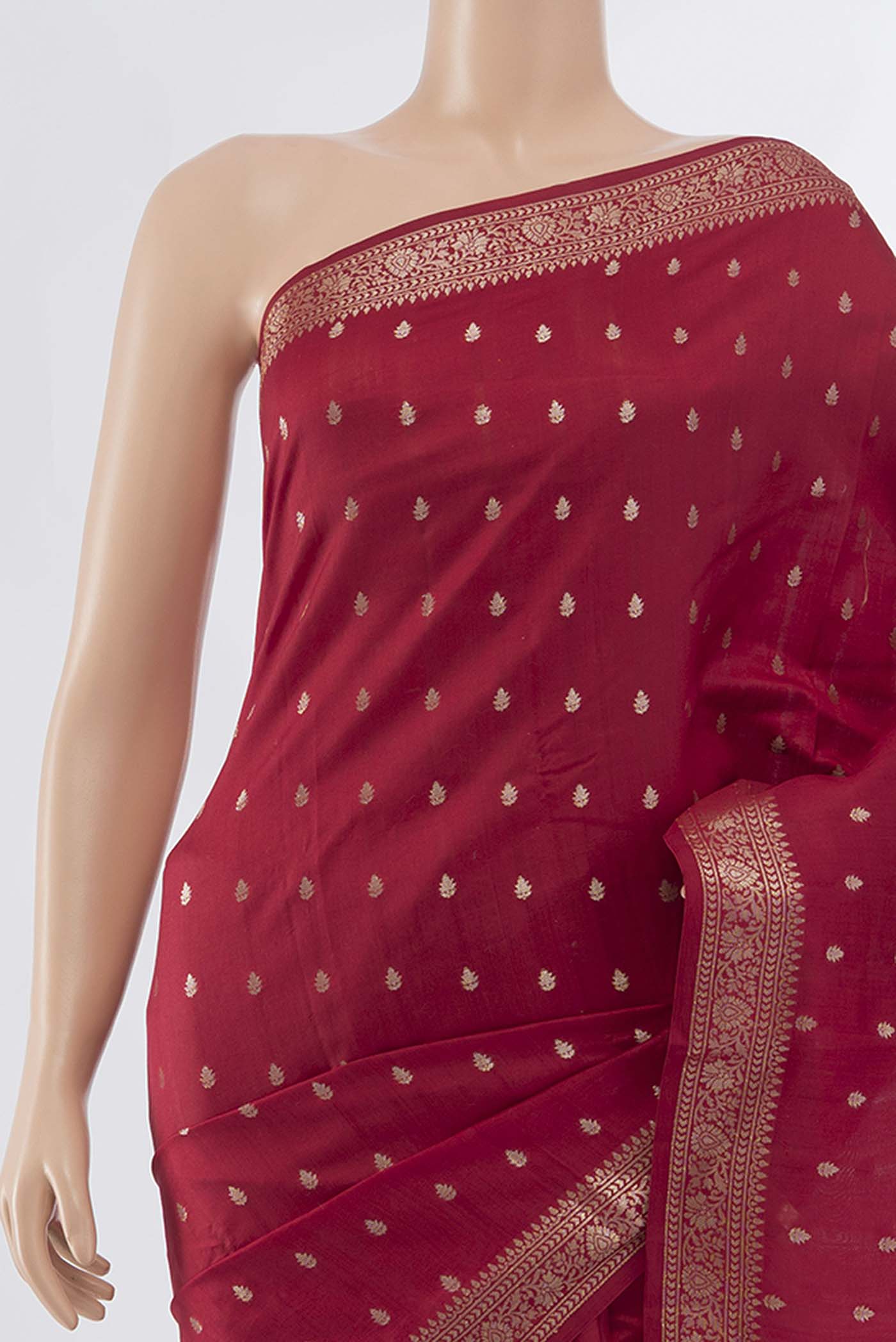 Maroon Banarasi Raw Silk Saree - Image 2