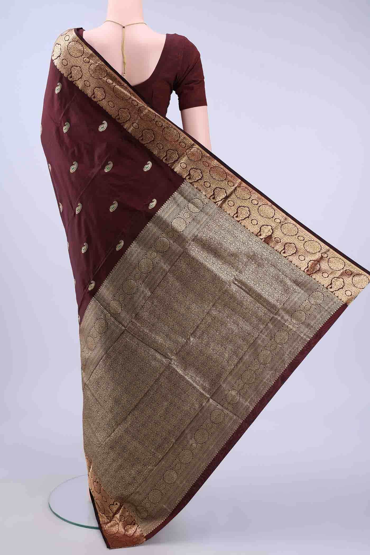 Maroon Bangalore Silk - kadyal Saree - Image 2