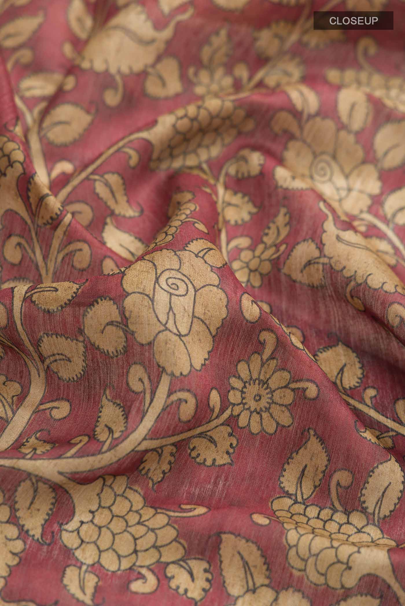 Maroon Bhagalpuri Tussar Silk Saree - Image 2