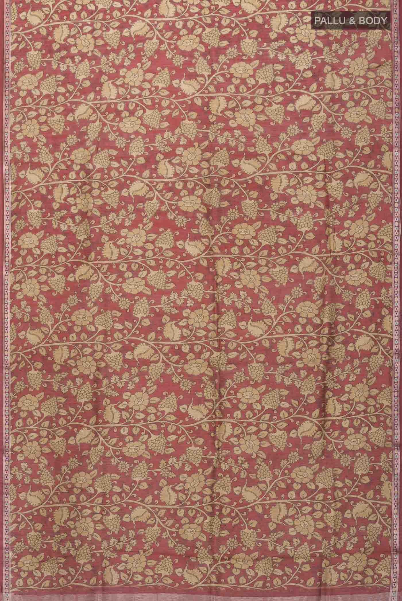 Maroon Bhagalpuri Tussar Silk Saree - Image 5