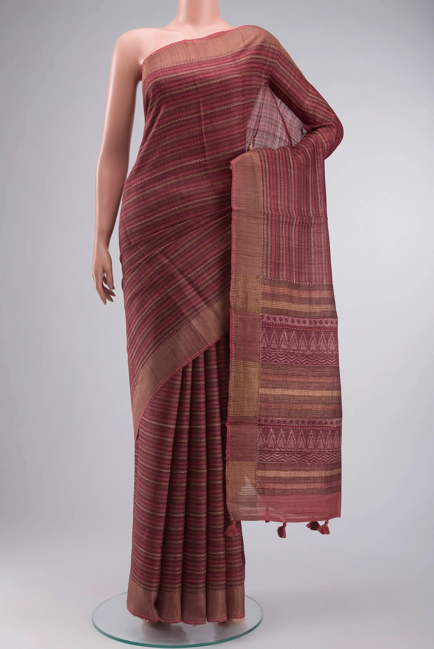 Maroon Bhagalpuri Tussar Silk Saree