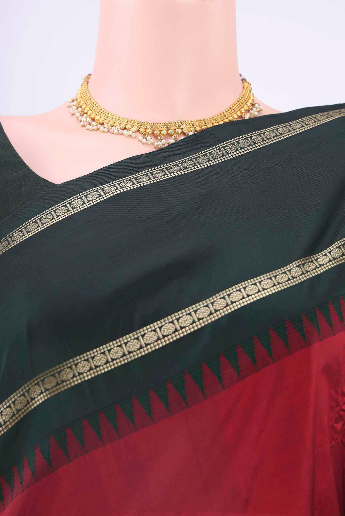 Maroon Blended Bangalore Silk Saree - Image 2