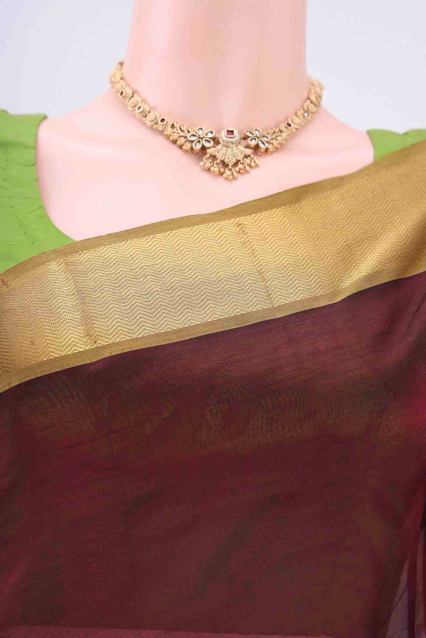 Maroon Silk Cotton Saree - Image 2