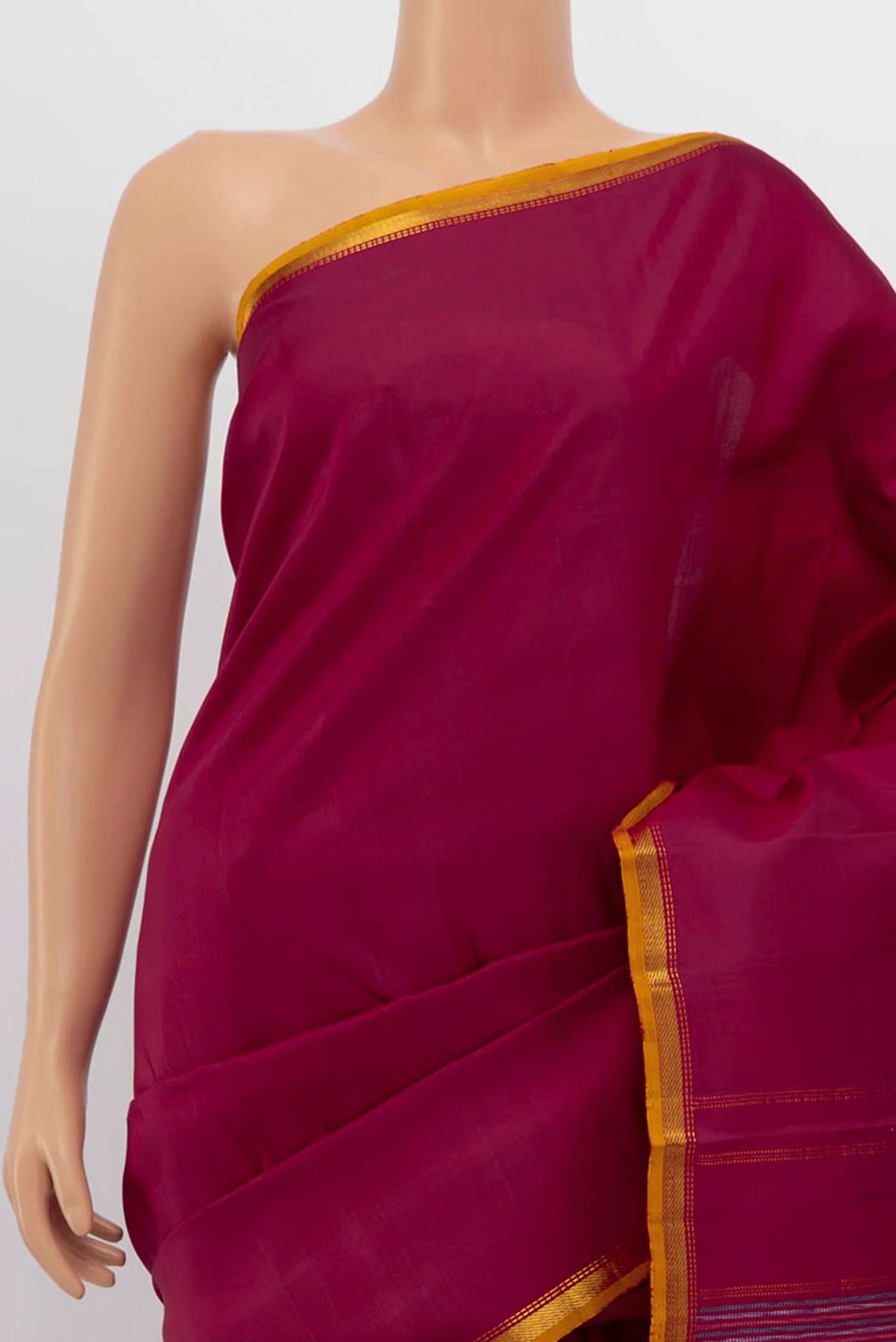 Pure Silk Pure Zari Maroon Kanchipuram Saree - Image 2