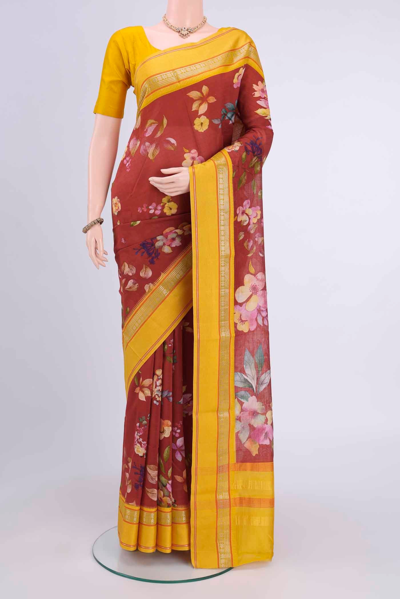 Maroon Chanderi Silk Cotton Saree