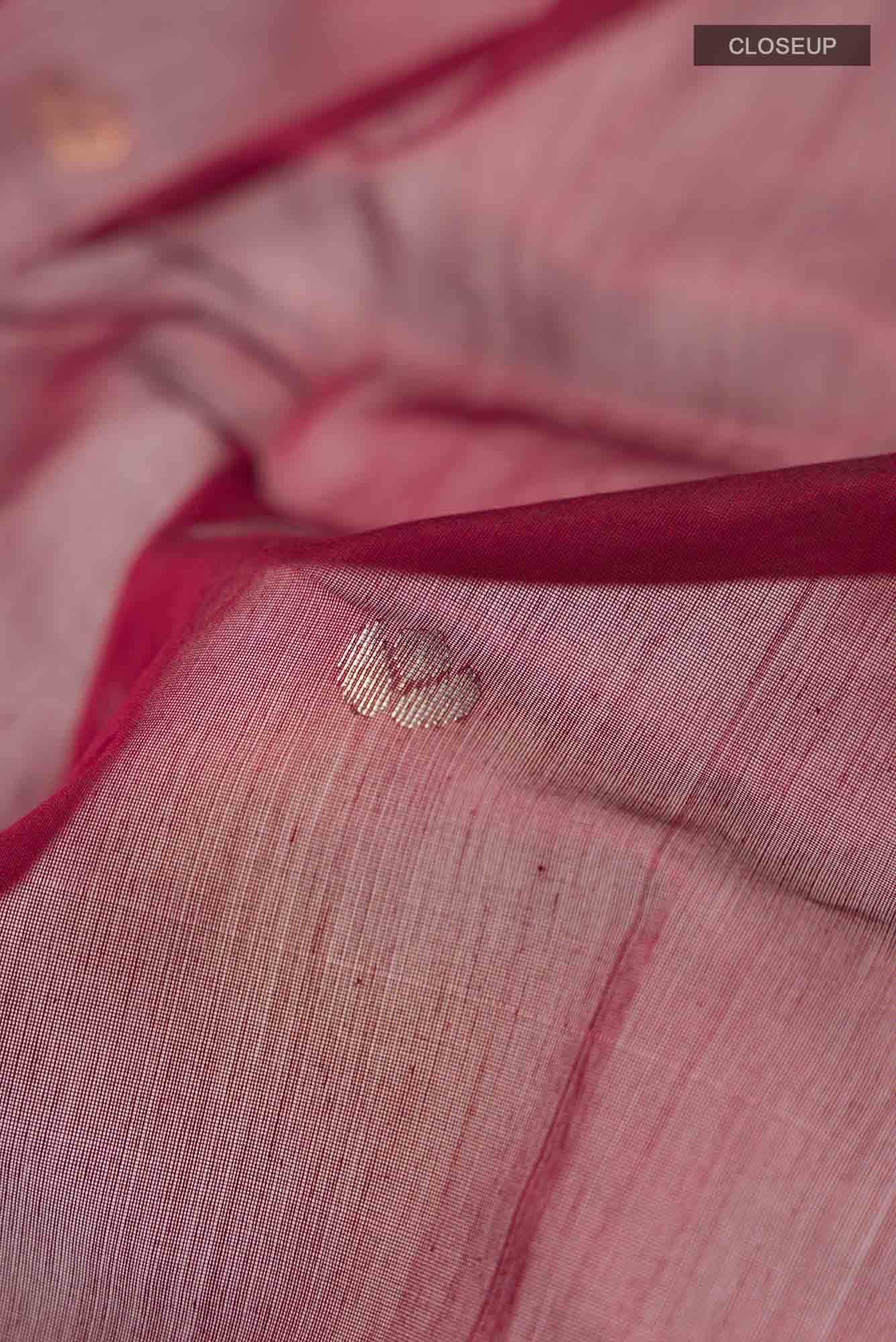 Maroon Chanderi Silk Cotton Saree - Image 3