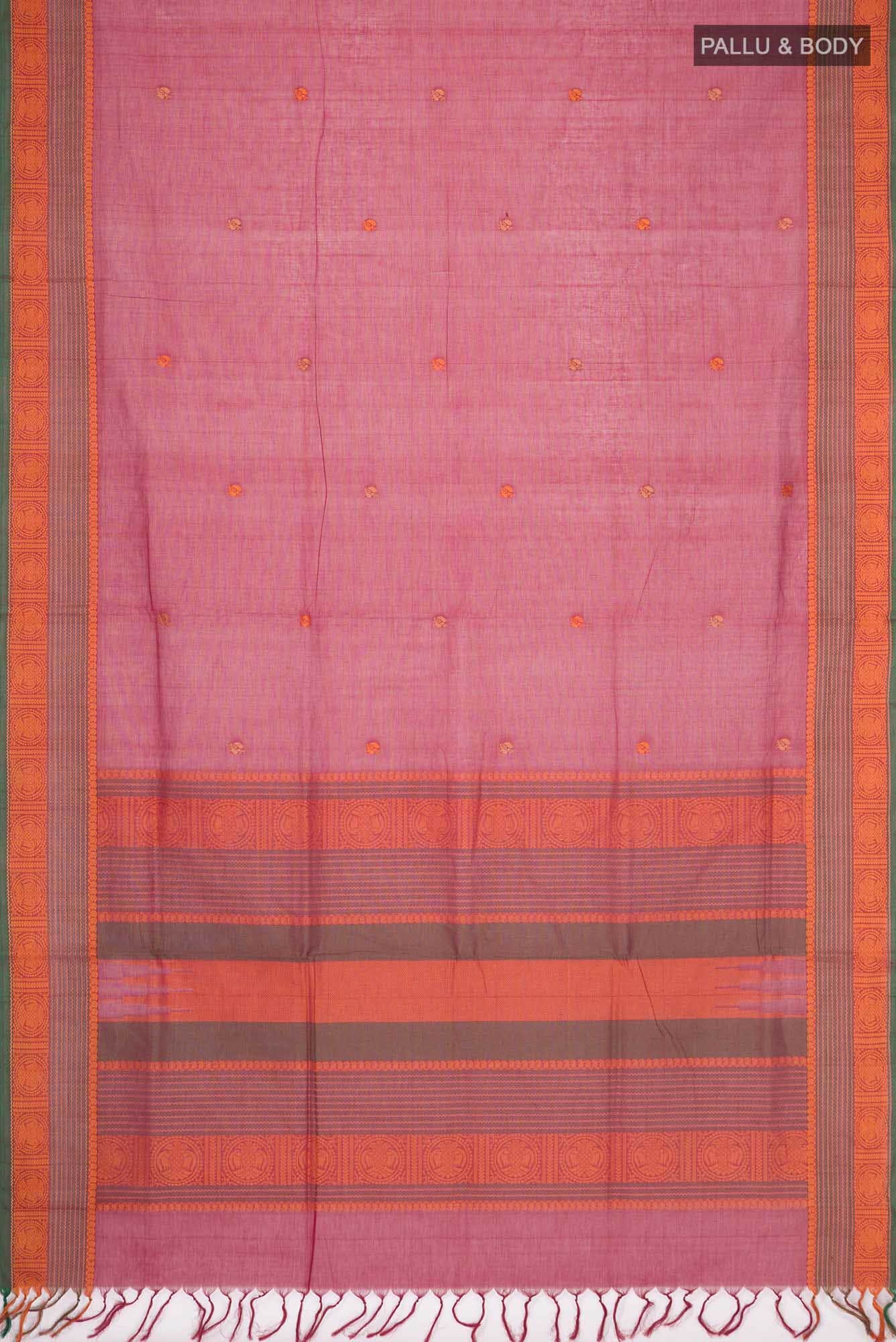 Maroon Coimbatore Cotton Saree - Image 2