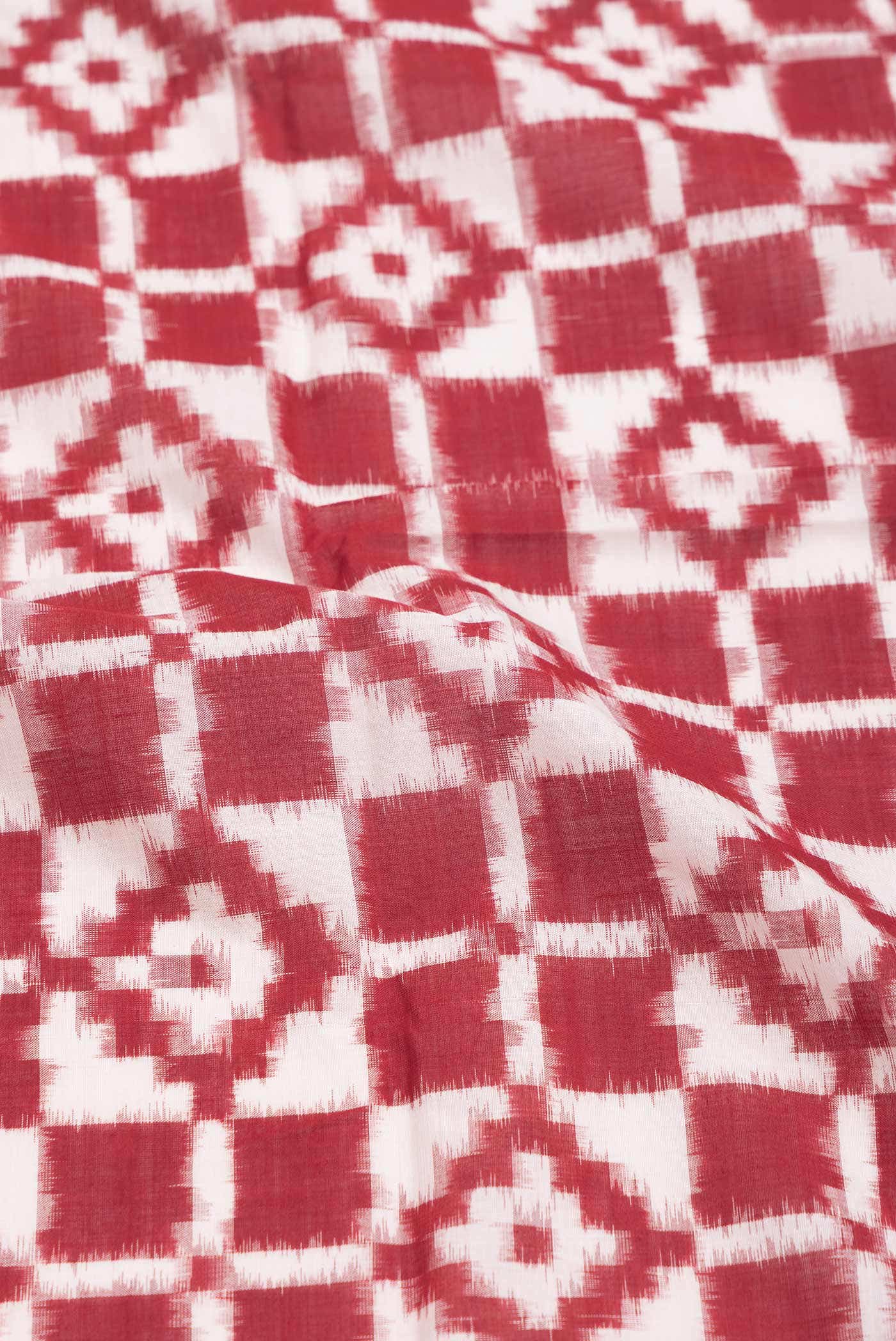 Maroon Pochampally Cotton Saree - Image 2