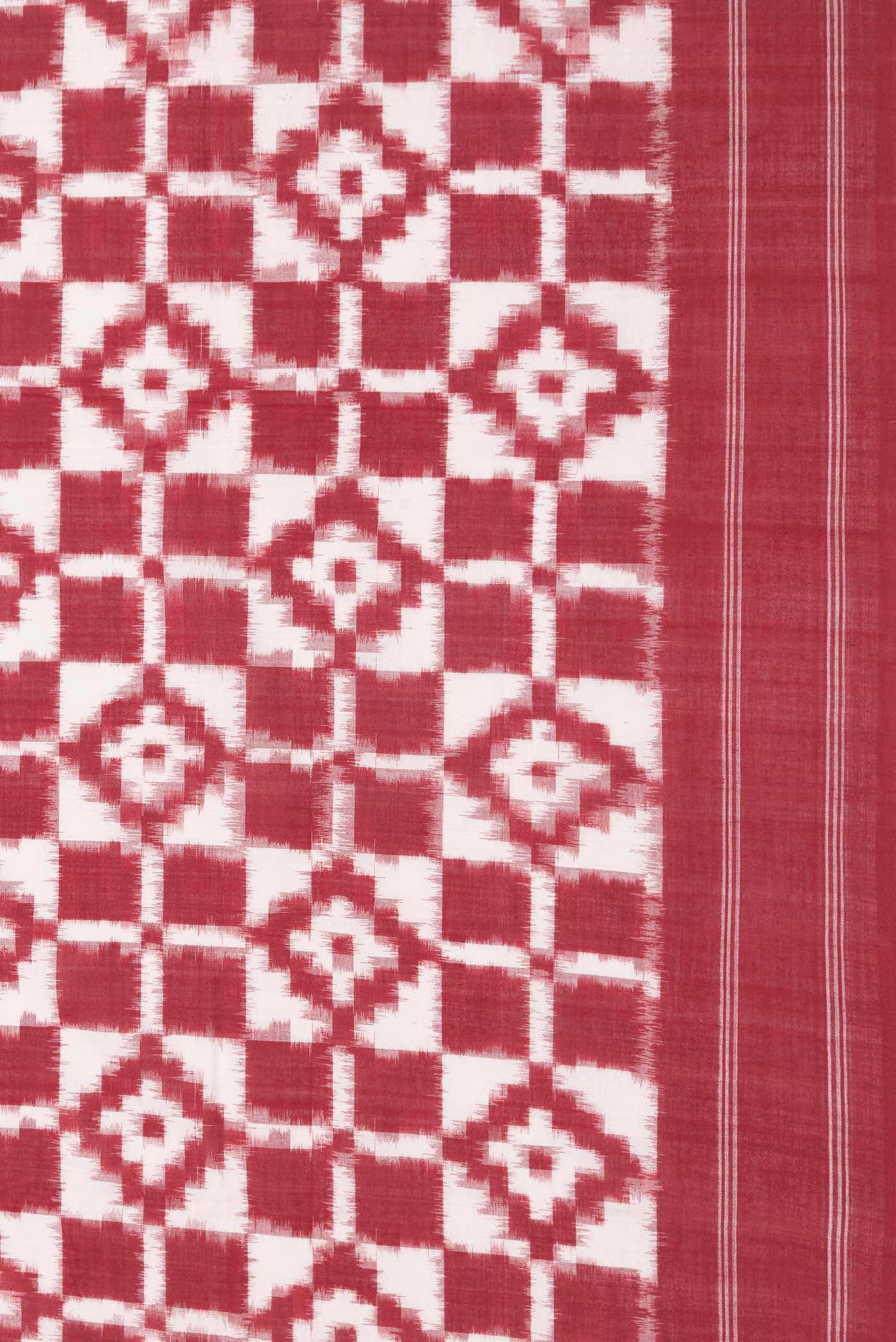 Maroon Pochampally Cotton Saree - Image 3