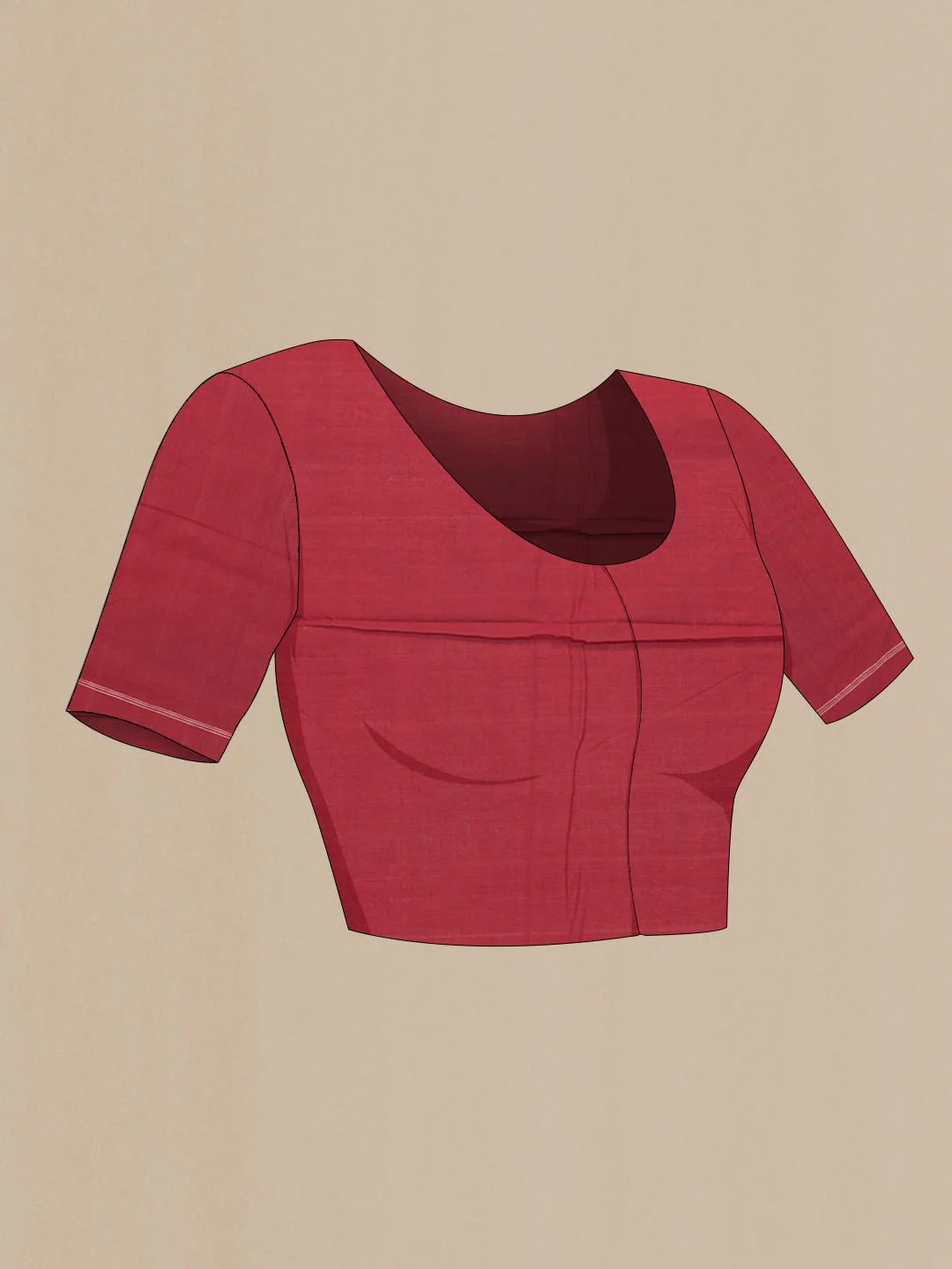Maroon Pochampally Cotton Saree - Image 4