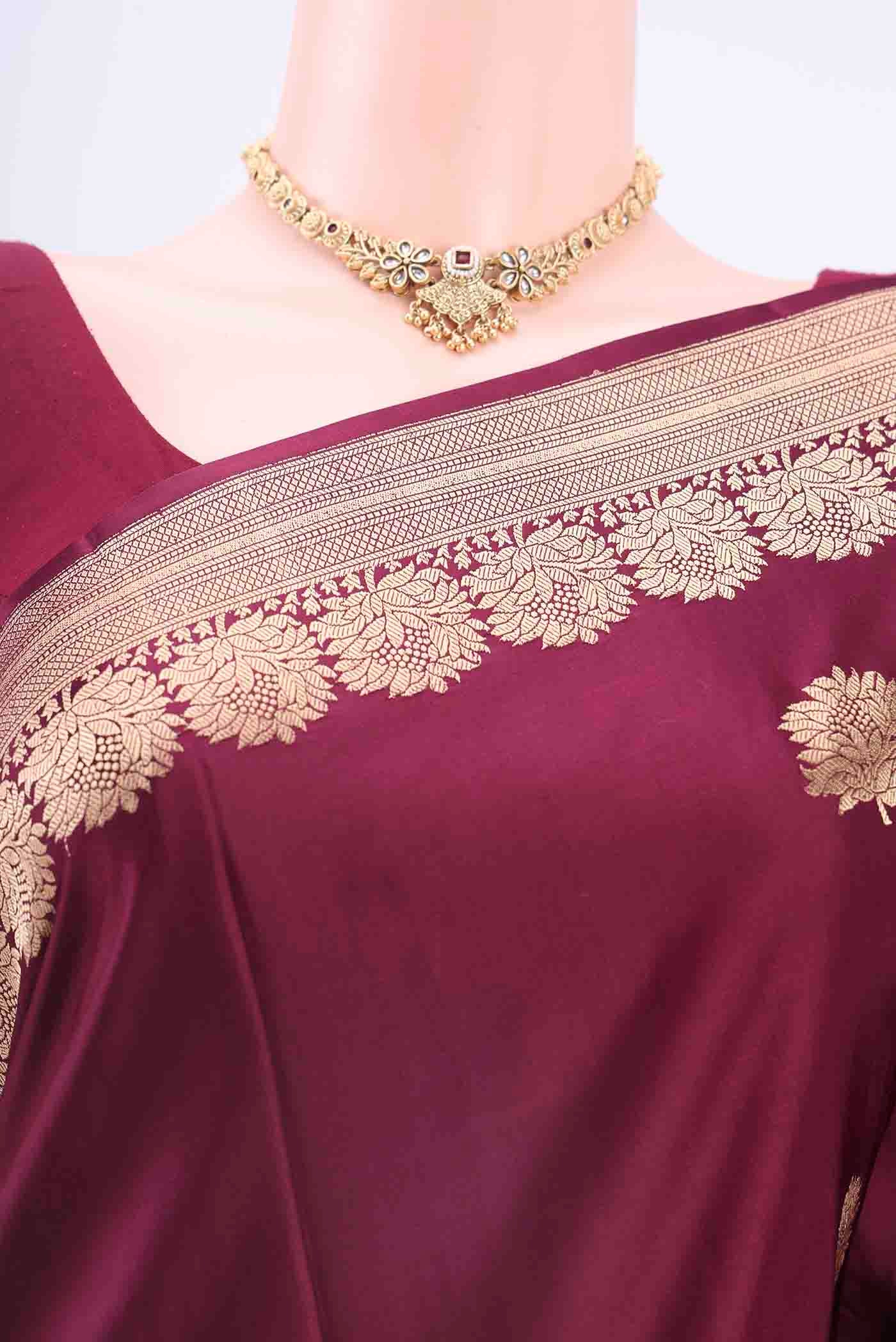 Maroon Dual Tone Banarasi Katan Silk Saree - Image 2