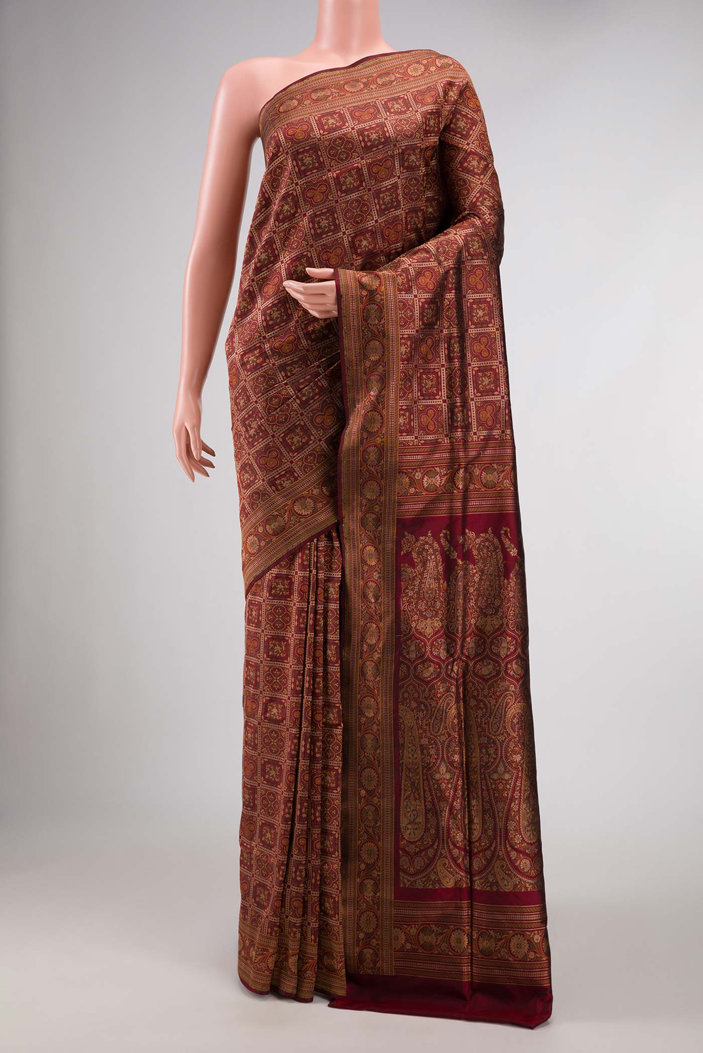 Maroon Dual Tone Banarasi Silk Saree
