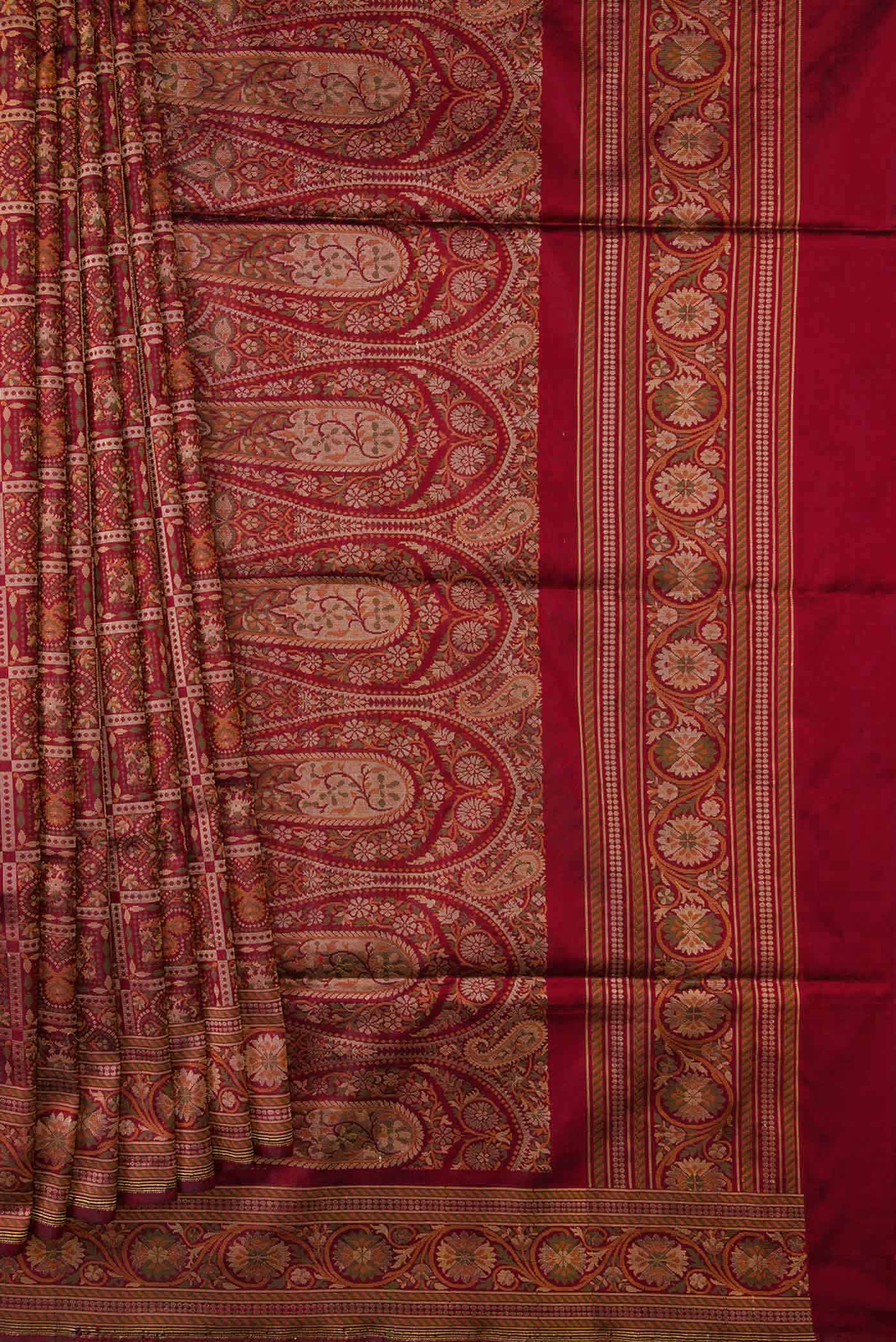 Maroon Dual Tone Banarasi Silk Saree - Image 4