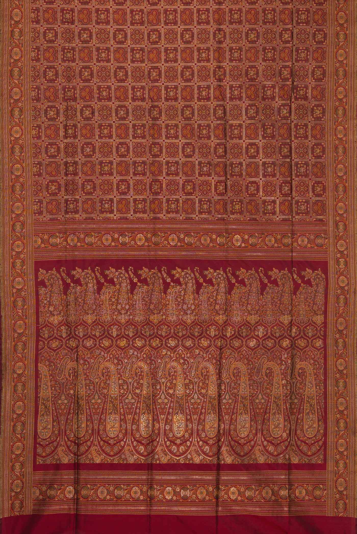 Maroon Dual Tone Banarasi Silk Saree - Image 6