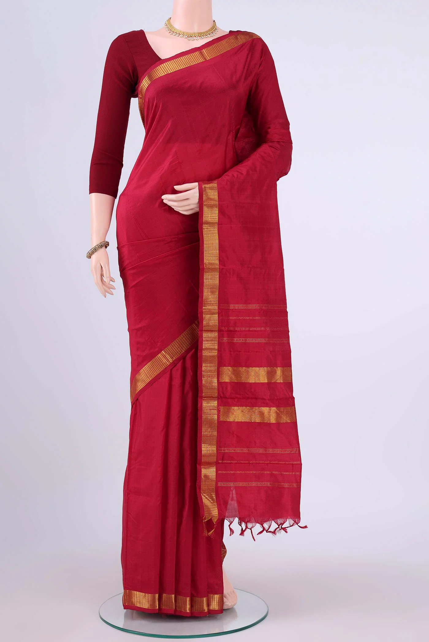 Maroon Kanchipuram Silk Saree