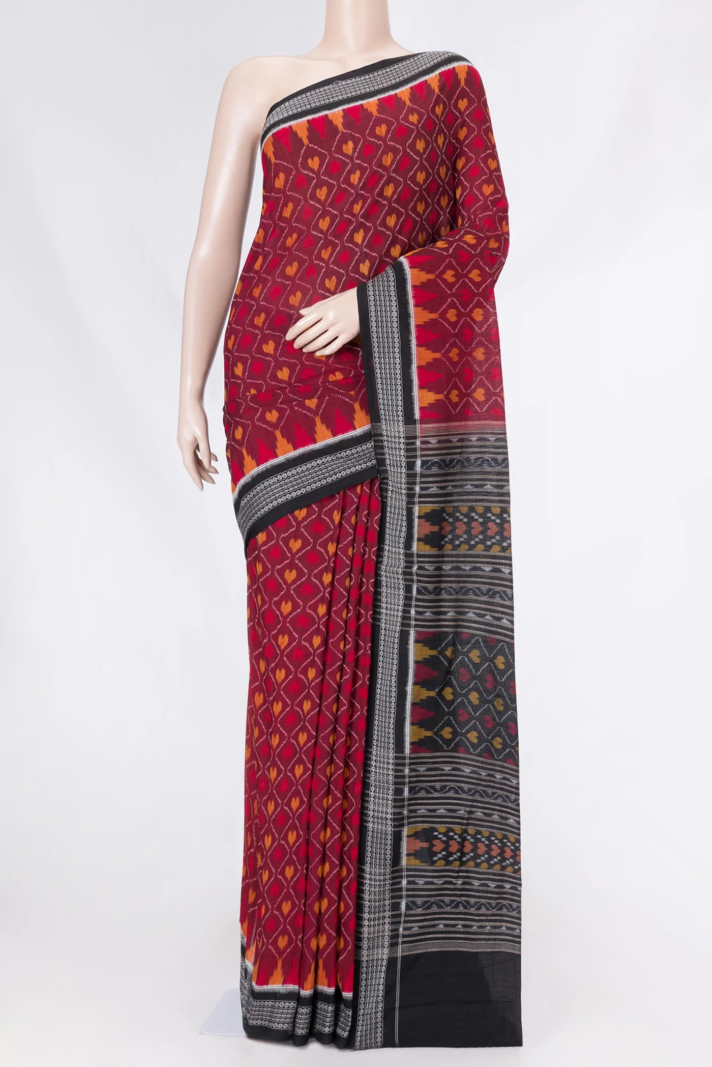 Maroon Dual Tone Double Ikat Saree