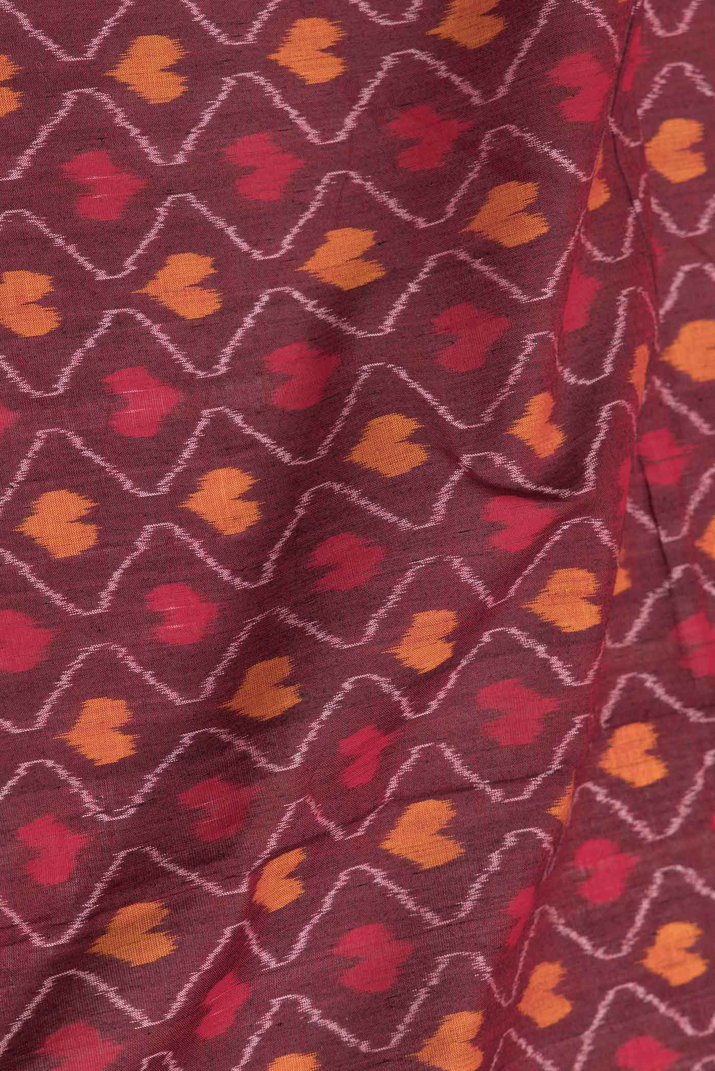 Maroon Dual Tone Double Ikat Saree - Image 2