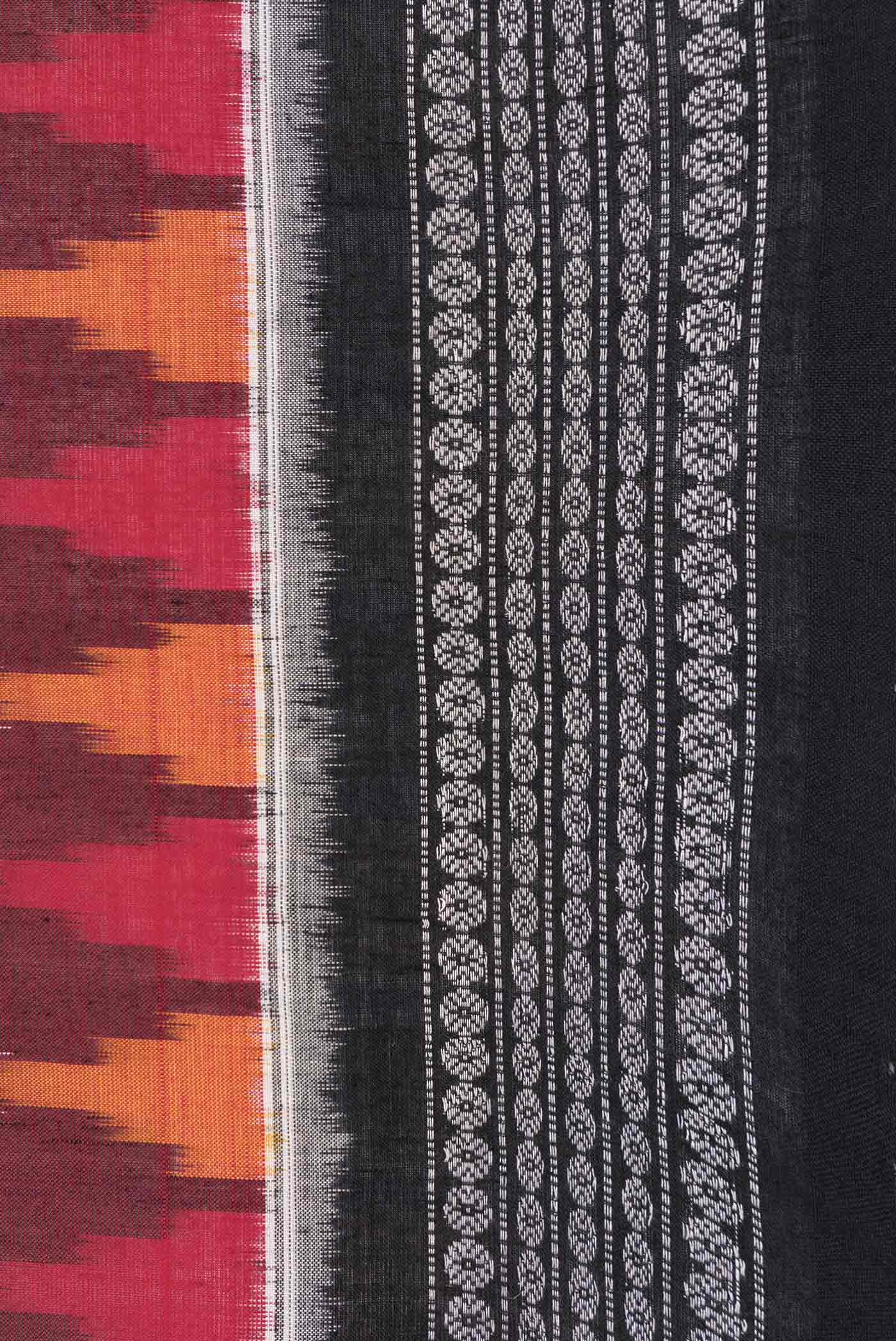 Maroon Dual Tone Double Ikat Saree - Image 3