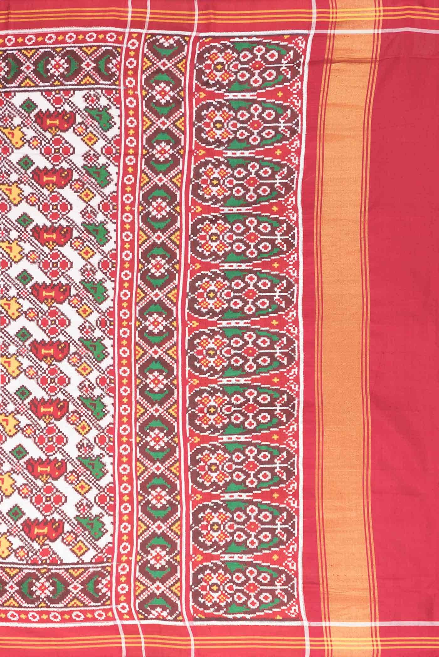 Pure Silk Pure Zari Maroon Dual Tone Double Ikat Saree - Image 5