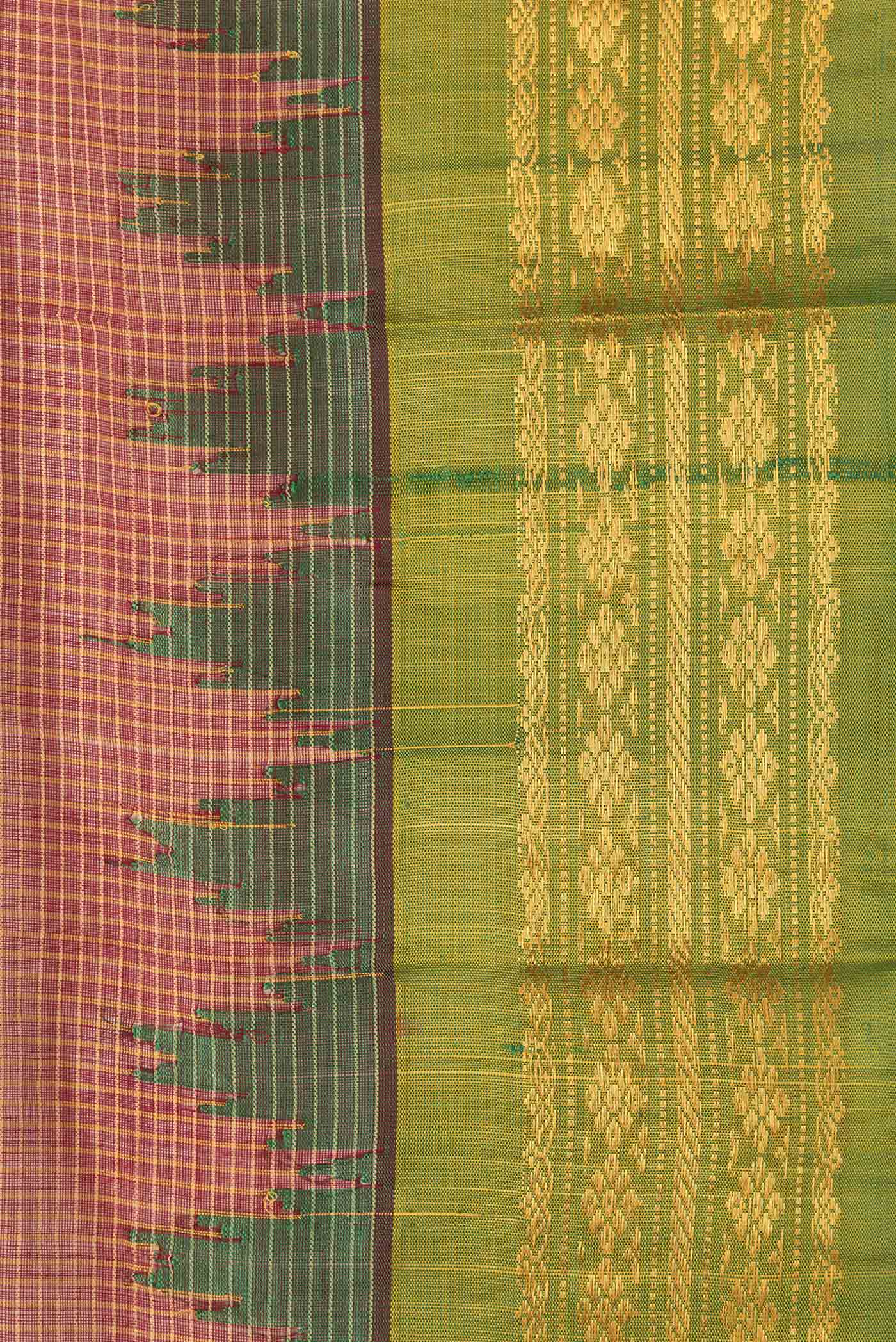 Maroon Gadwal Silk Cotton Saree - Image 3