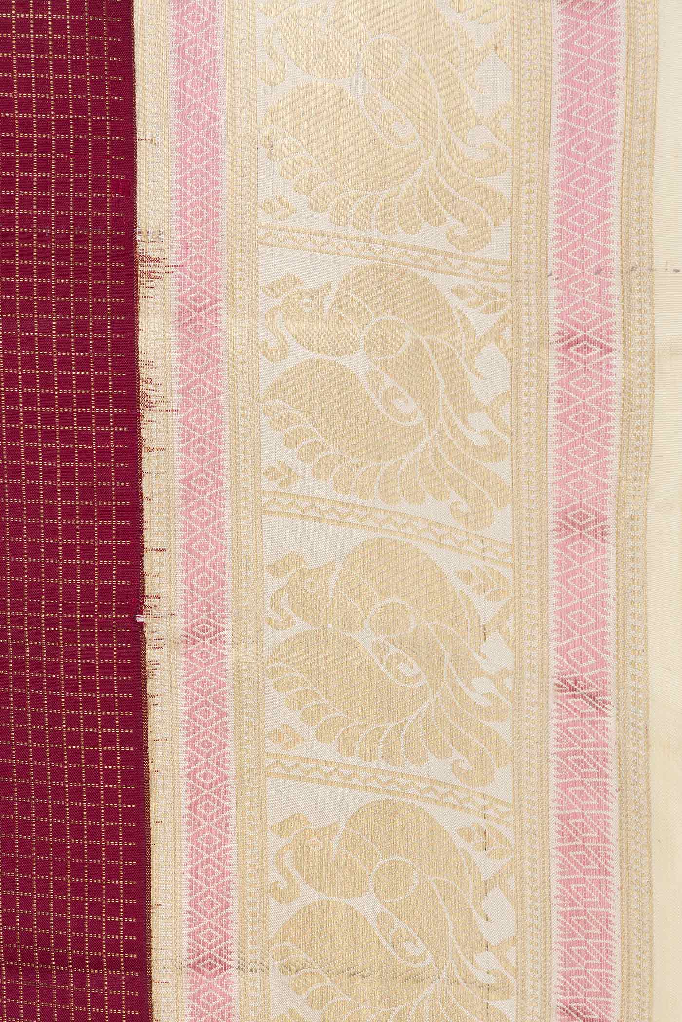 Maroon Dual Tone Kanjivaram Saree - Image 3