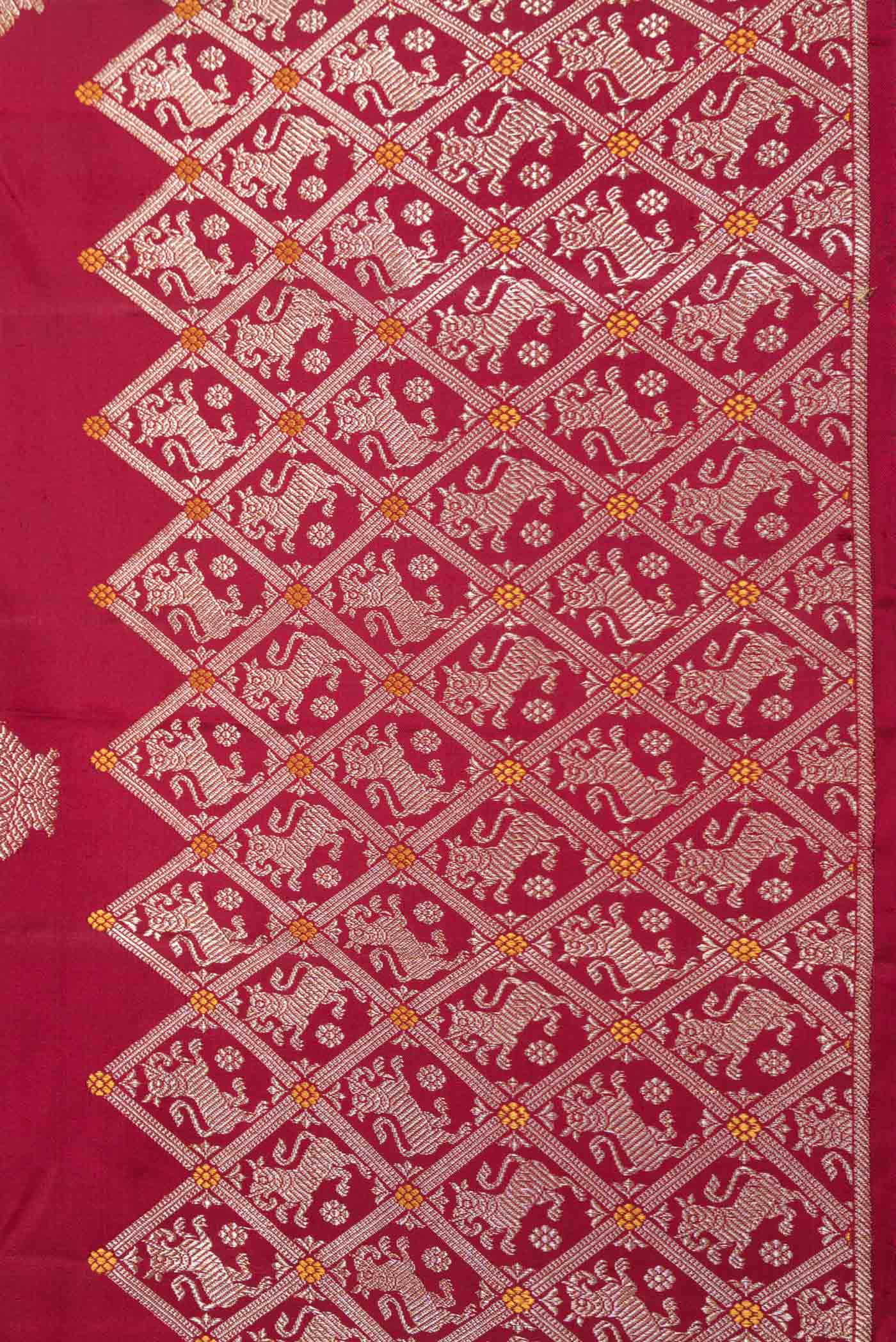 Maroon Dual Tone Kanjivaram Saree - Image 3