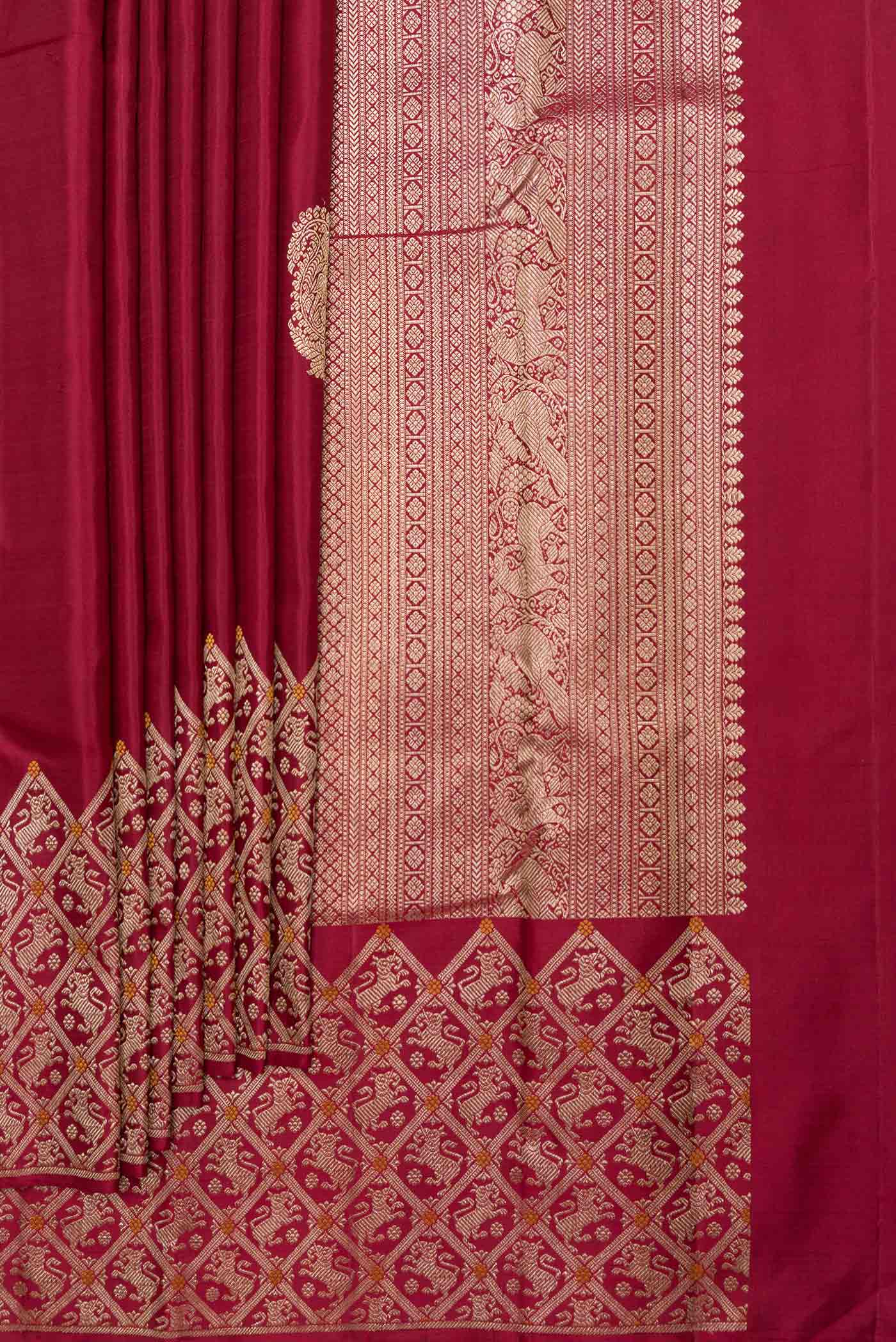 Maroon Dual Tone Kanjivaram Saree - Image 4