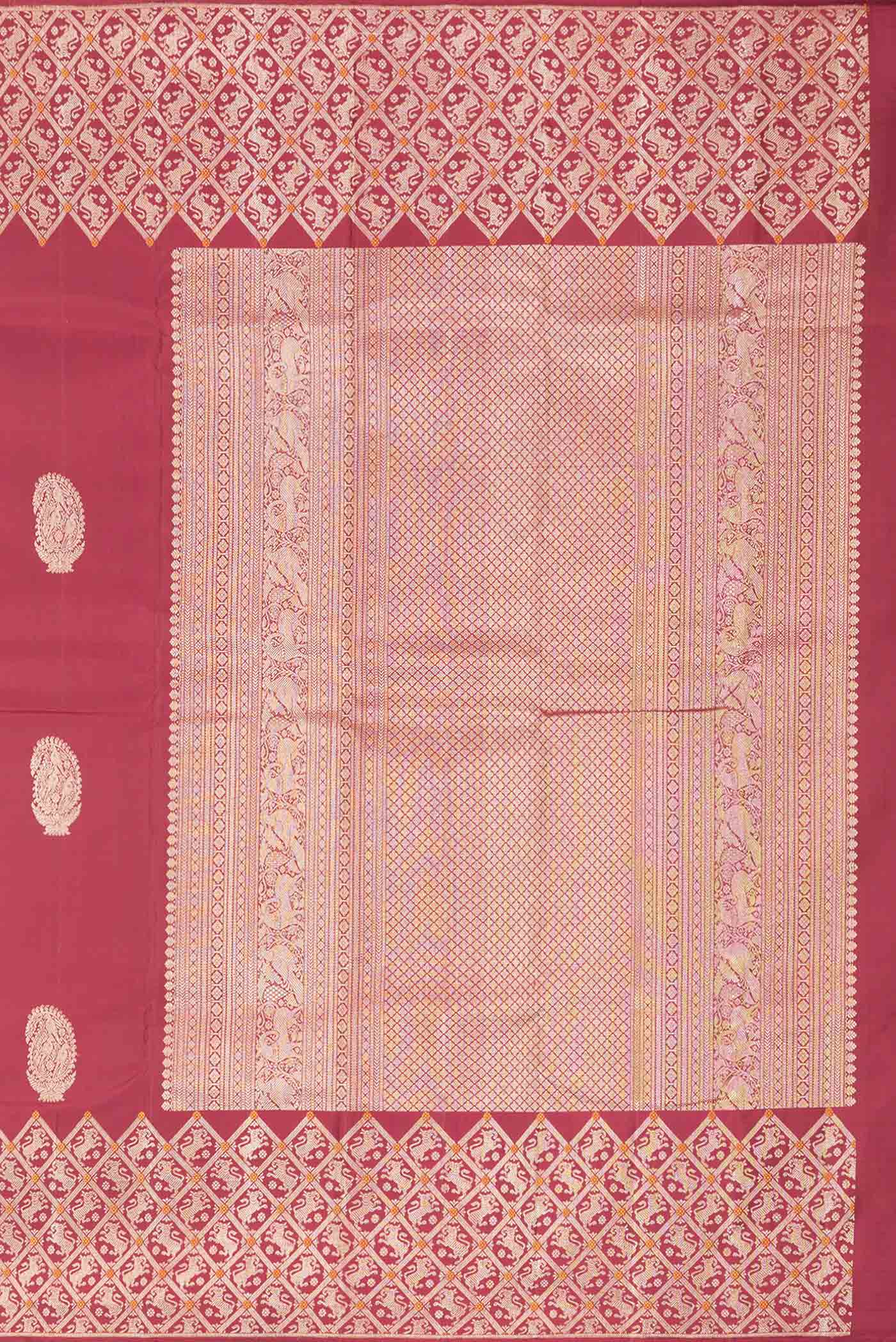Maroon Dual Tone Kanjivaram Saree - Image 7