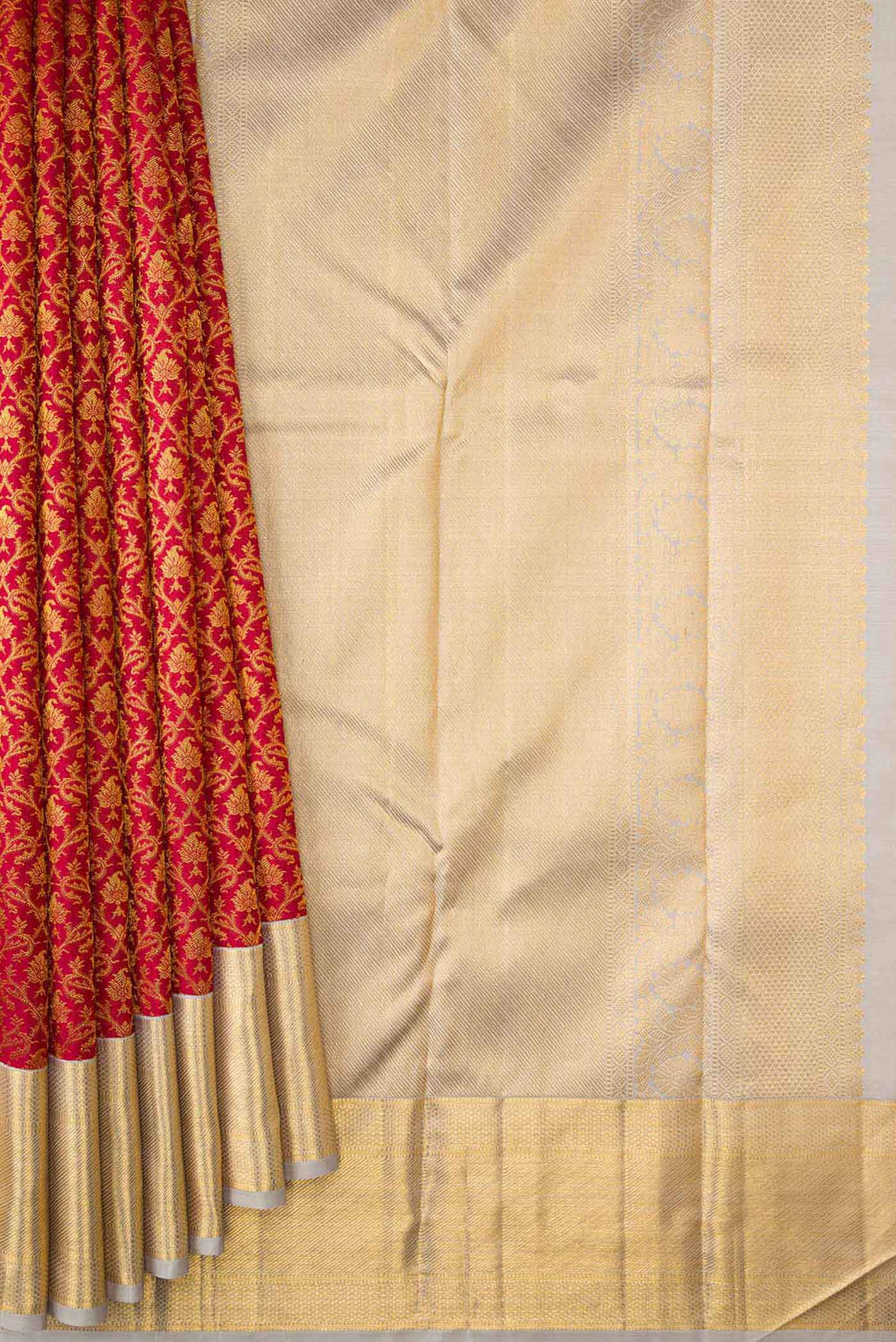 Maroon Dual Tone Kanchipuram Saree - Image 4