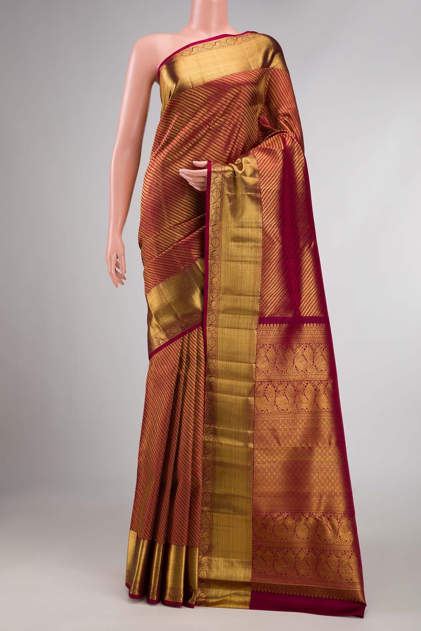 Maroon Dual Tone Kanchipuram Saree