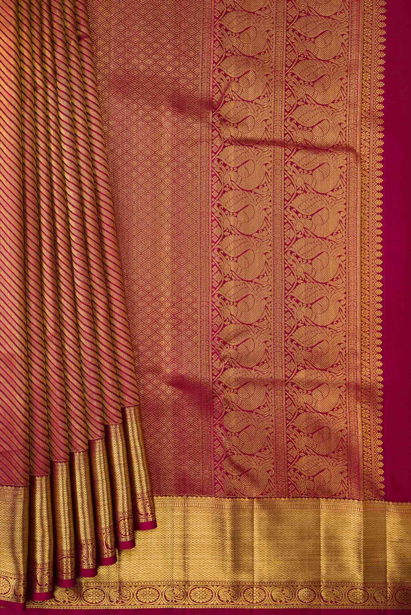 Maroon Dual Tone Kanchipuram Saree - Image 4