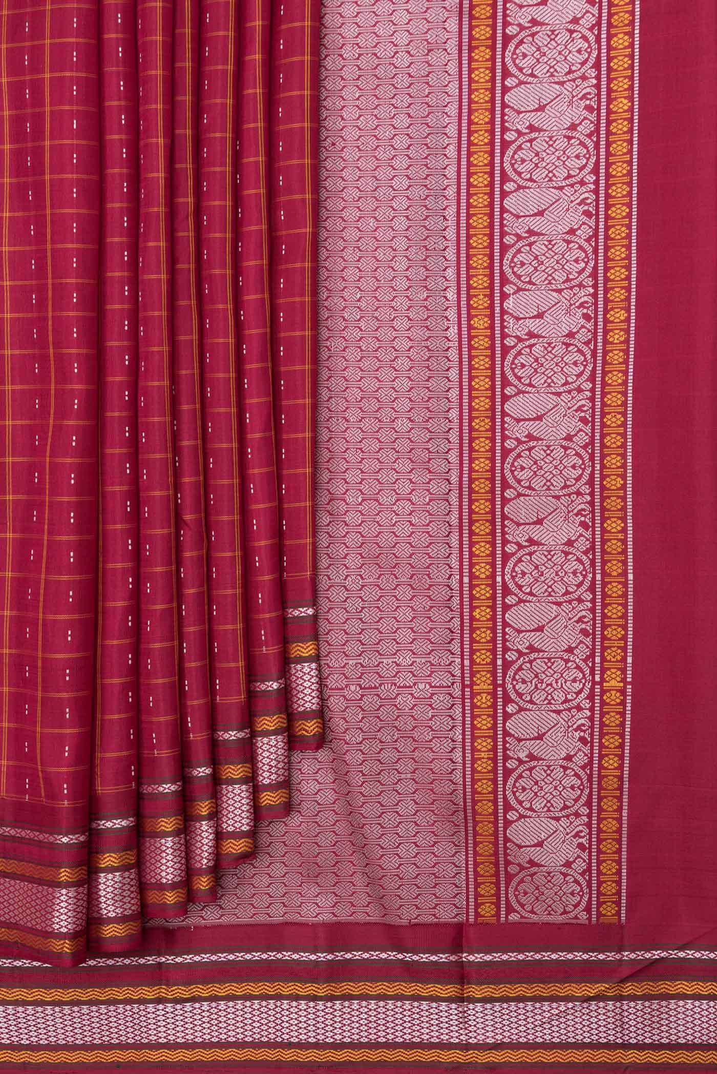 Maroon Dual Tone Kanchipuram Saree - Image 4