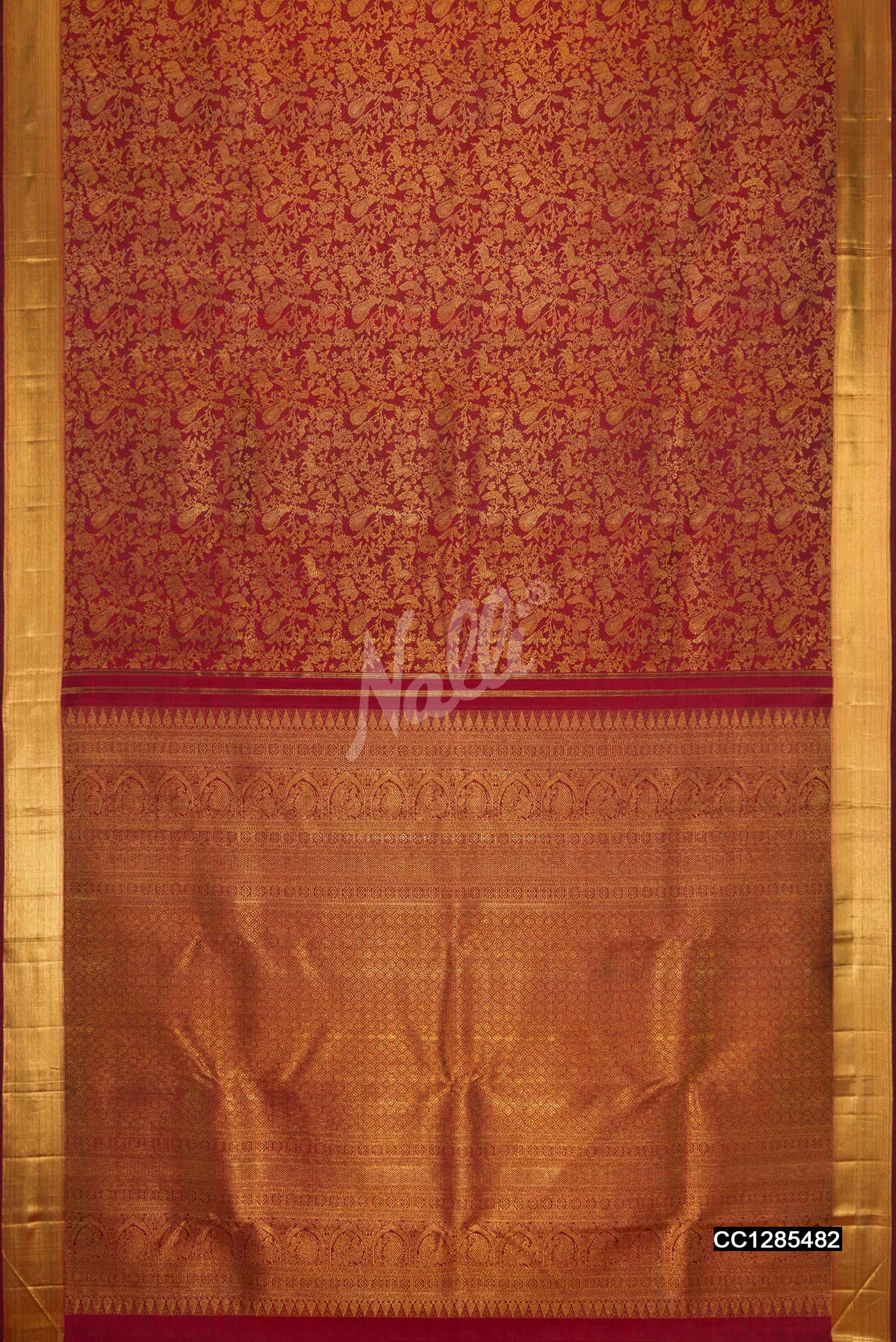 Maroon Dual Tone Kanchipuram Silk Saree