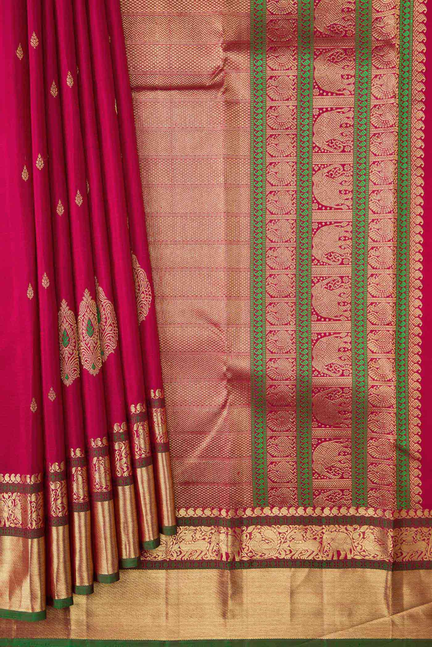 Dark Pink Kanchipuram Silk Saree - Image 4