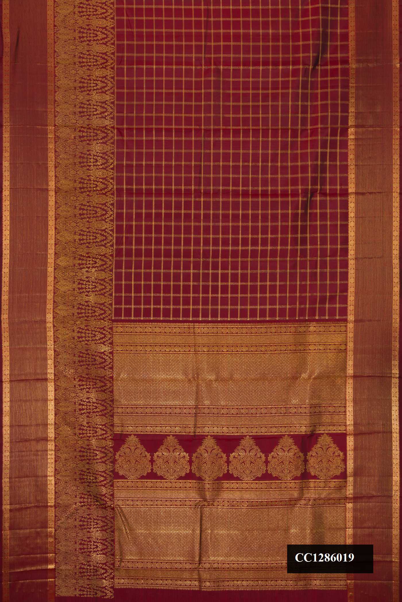 Maroon Dual Tone Kanchipuram Silk Saree