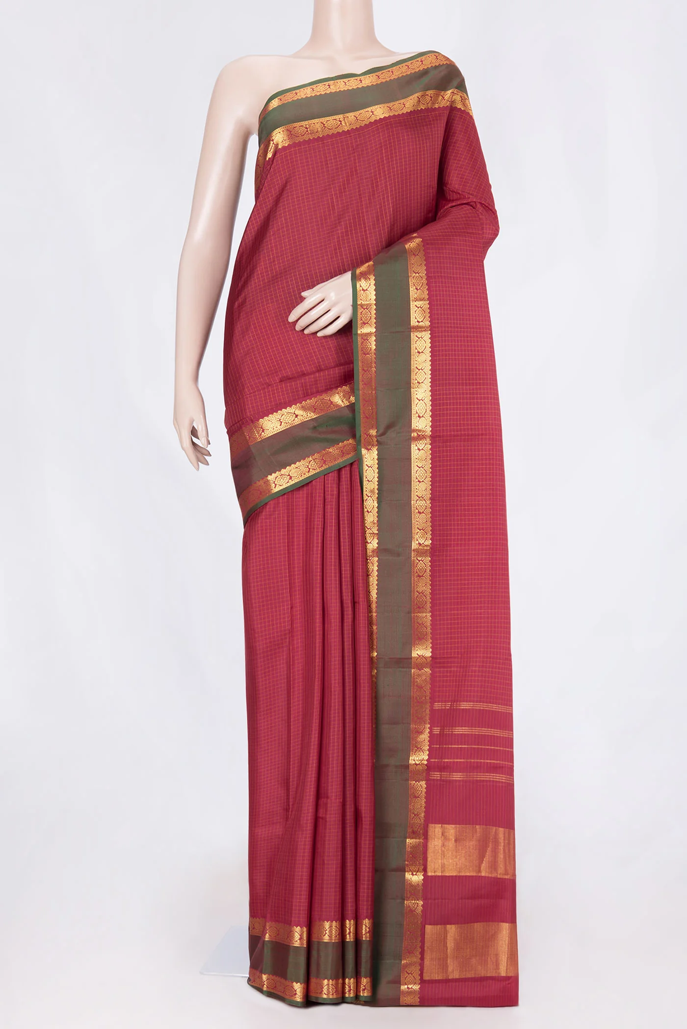 Maroon Dual Tone Kanchipuram Silk Saree