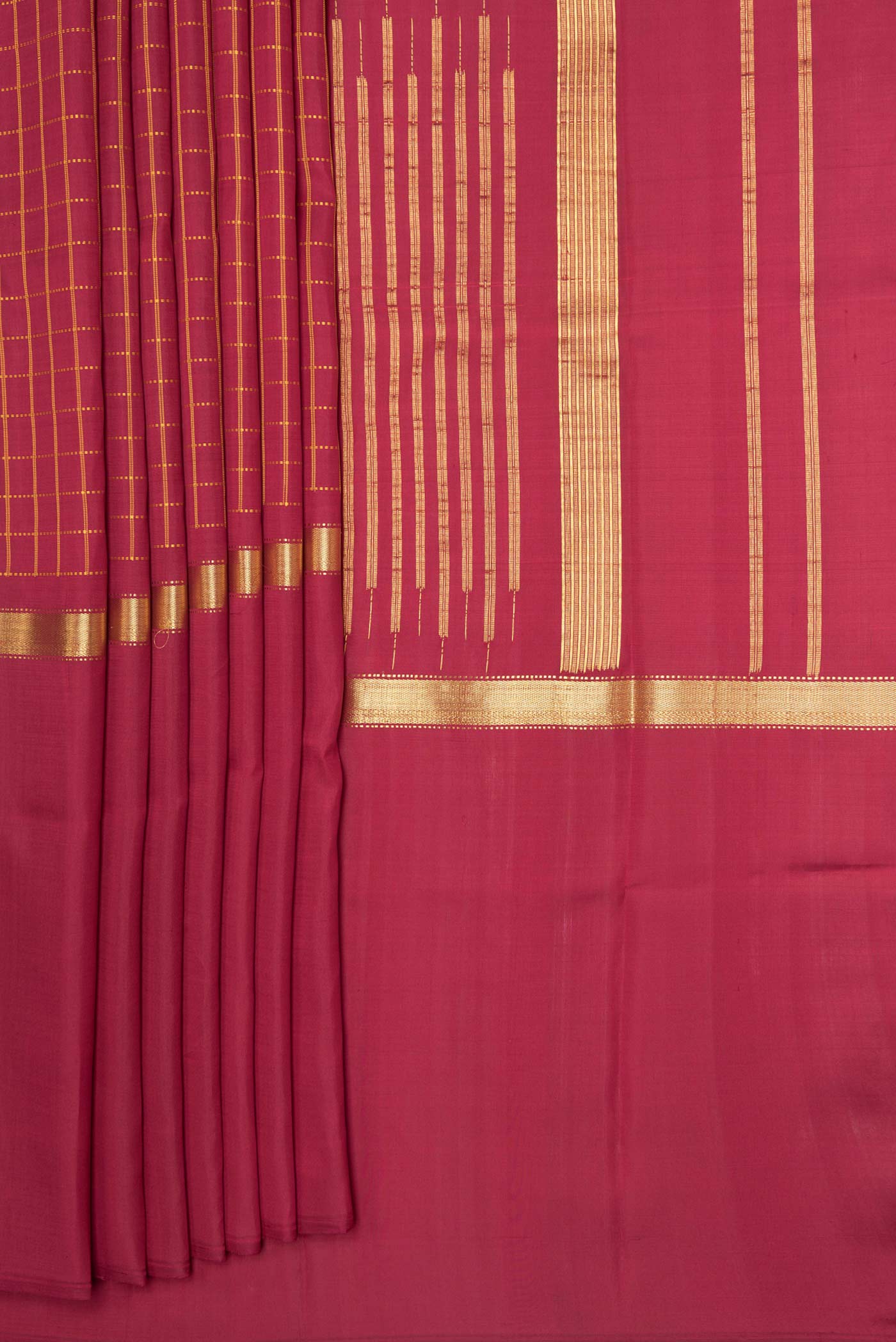 Maroon Dual Tone Kanchipuram Silk Saree - Image 4