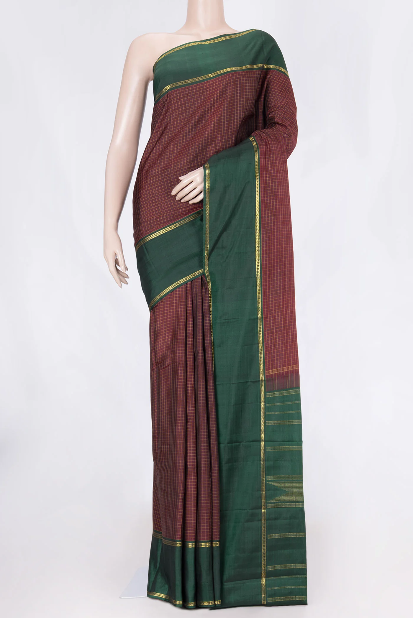 Maroon Dual Tone Kanchipuram Silk Saree