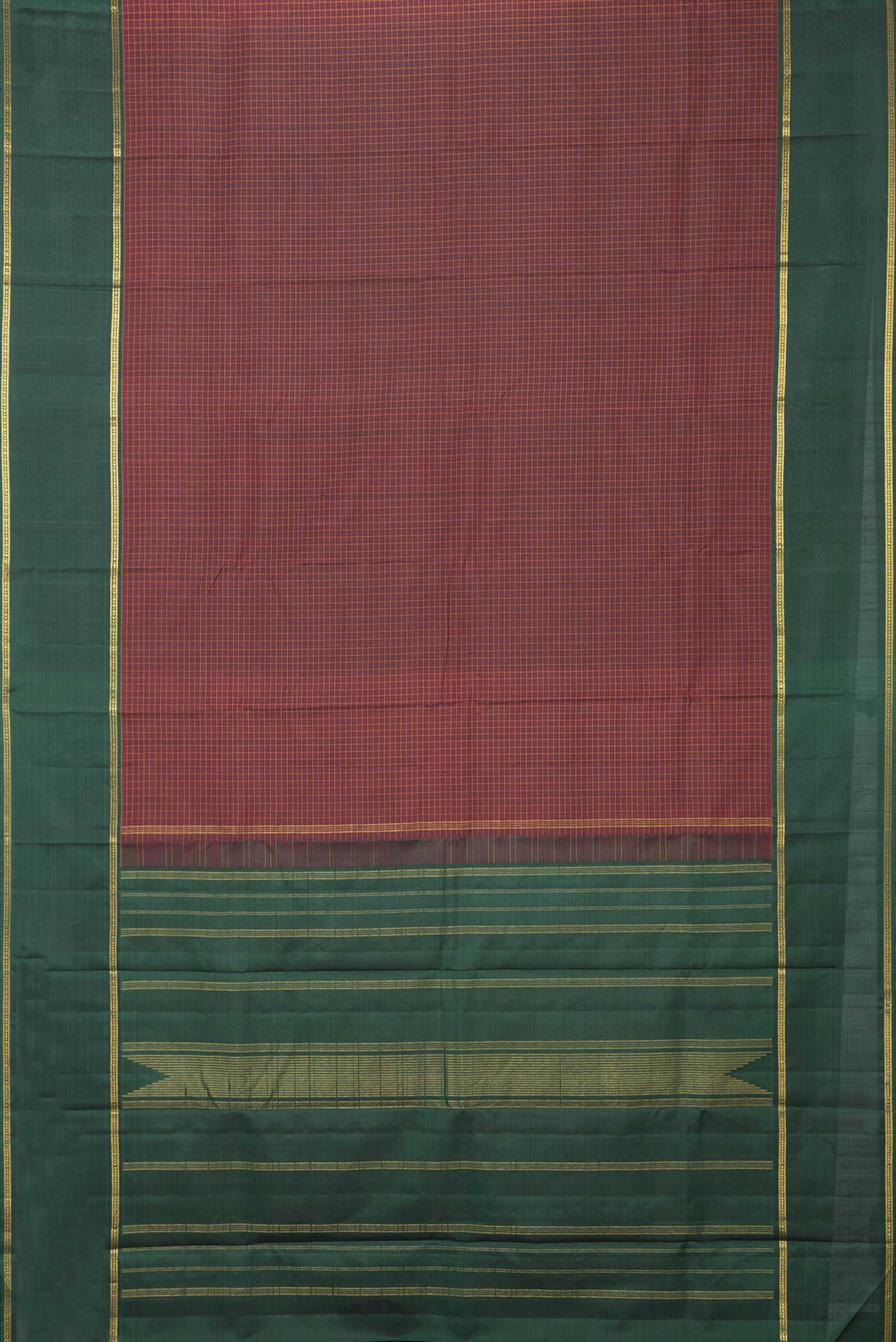 Maroon Dual Tone Kanchipuram Silk Saree - Image 6