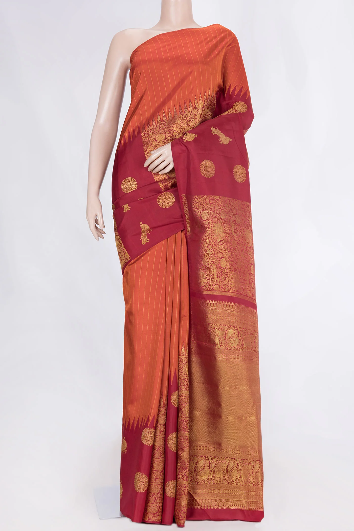 Maroon Dual Tone Kanchipuram Silk Saree