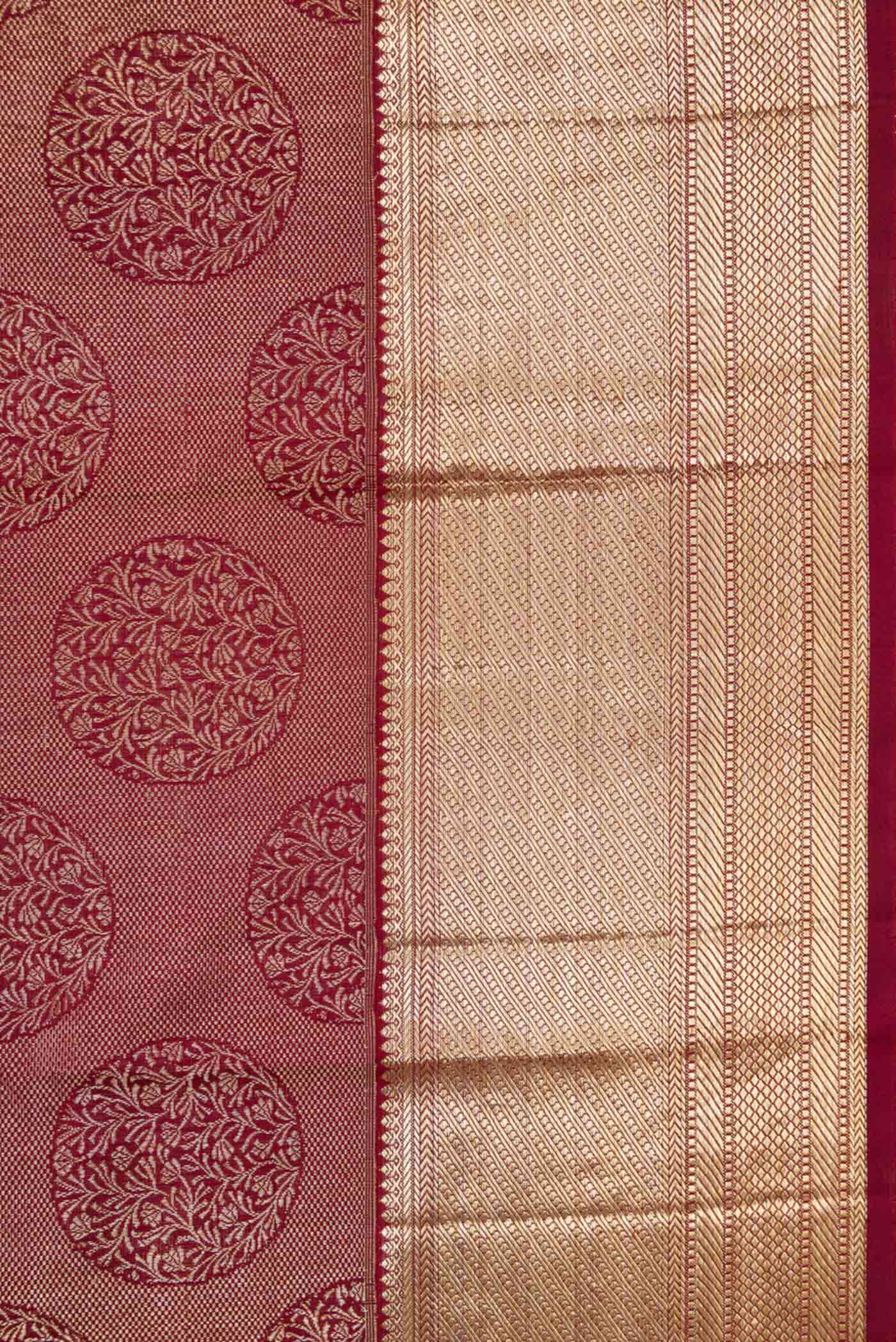 Maroon Dual Tone Kanchipuram Silk Saree - Image 3