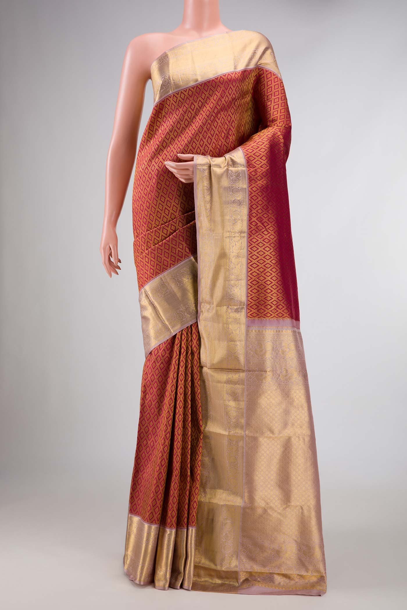 Maroon Dual Tone Kanjivaram Silk Saree