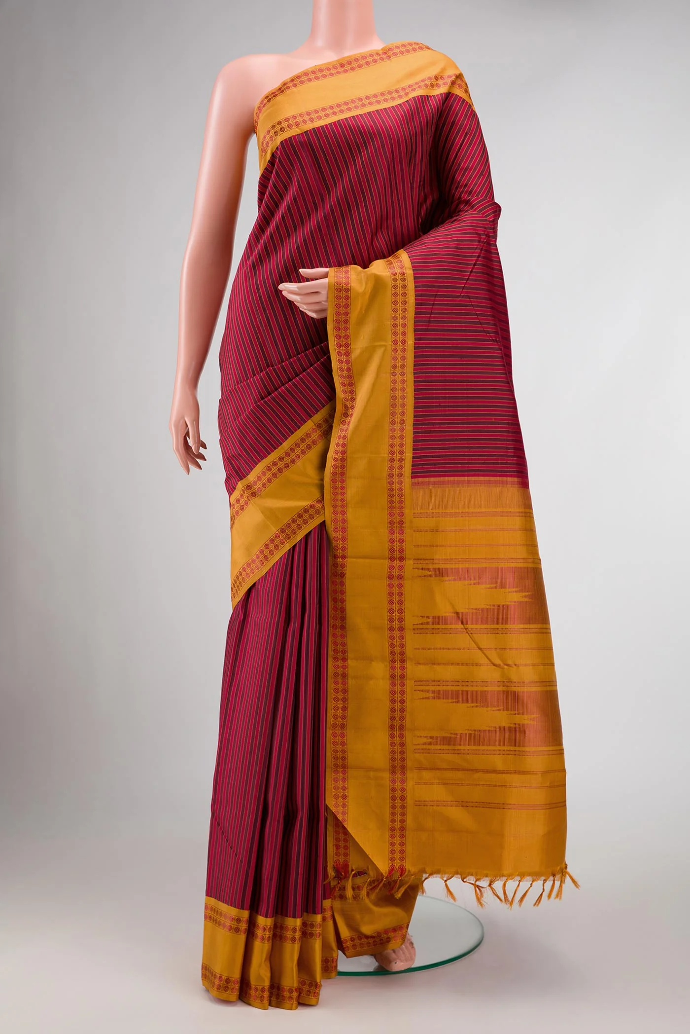 Maroon Dual Tone Kanchipuram Silk Saree